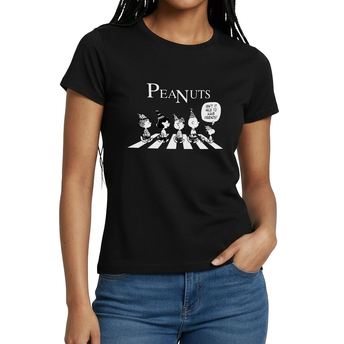 Spreadshirt T-Shirt Peanuts Snoopy, Charlie, Stella & Lucy Geburtstag Frauen T-Shirt (1-tlg) Slim Fit, fällt klein aus