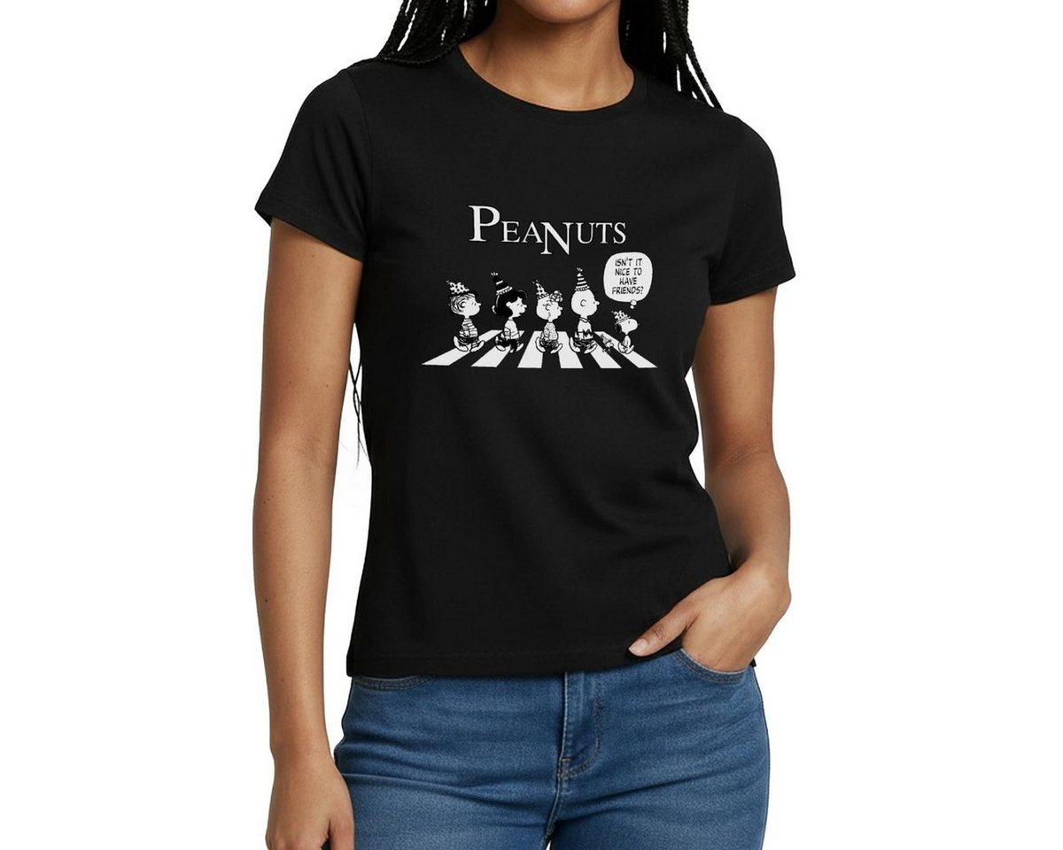 Spreadshirt T-Shirt Peanuts Snoopy, Charlie, Stella & Lucy Geburtstag Frauen T-Shirt (1-tlg) Slim Fit, fällt klein aus