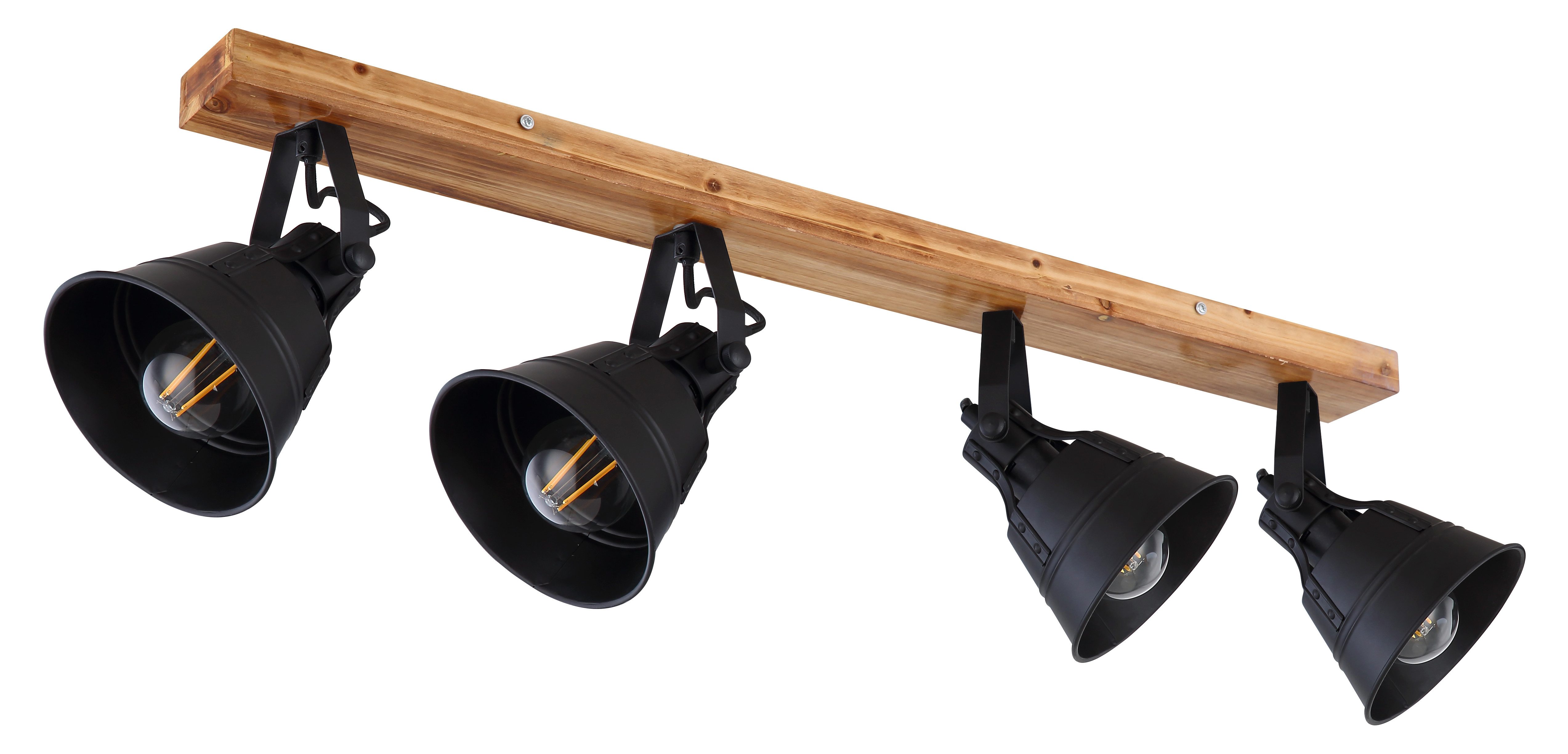 GLOBO LIGHTING Deckenstrahler GÜNTHER, ohne Leuchtmittel, Strahler/Holz/schwarz matt/Wohnzimmer/Flur/Arbeitszimmer