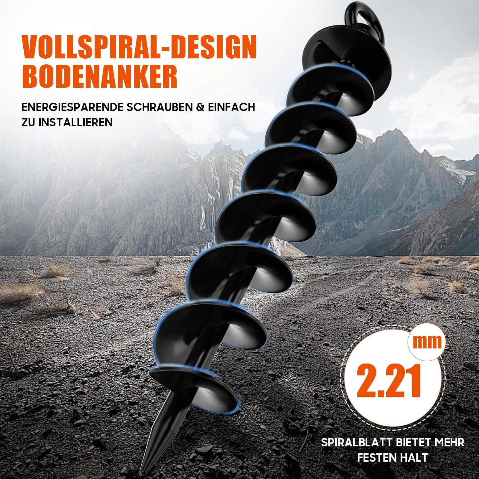 SURFOU Bodenanker Bodenanker Erdanker 4 Set Trampolin und Zelte Befestigung, für Outdoorbereich, Zelte, Vordächer, Spiral Bodenanker, Eindrehen