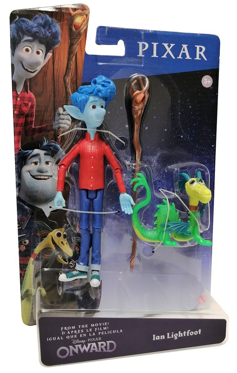 Mattel® Spielfigur Mattel Disney Pixar Onward GMM15 Ian Lightfoot mit, (Packung, 3-tlg., Actionfiguren Ian Lightfoot mit seinem Drachen und Zauberstab)
