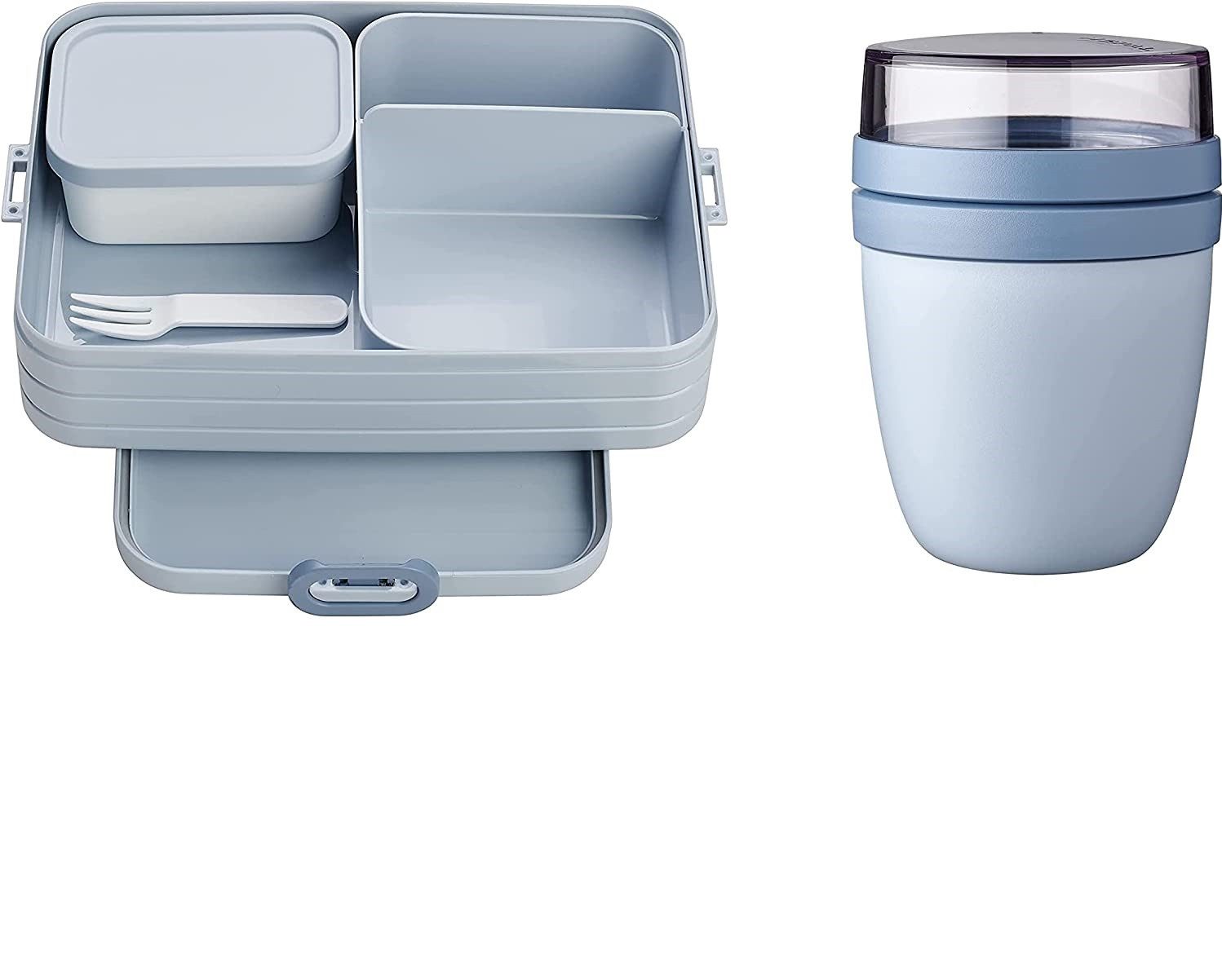 Mepal Lunchbox Bento-Lunchbox Large & Lunchpot für Snacks bis zu 8 Brote, Polypropylen (PP), PCTG, Müslibecher, Brotdose mit Fächern, ideal für unterwegs