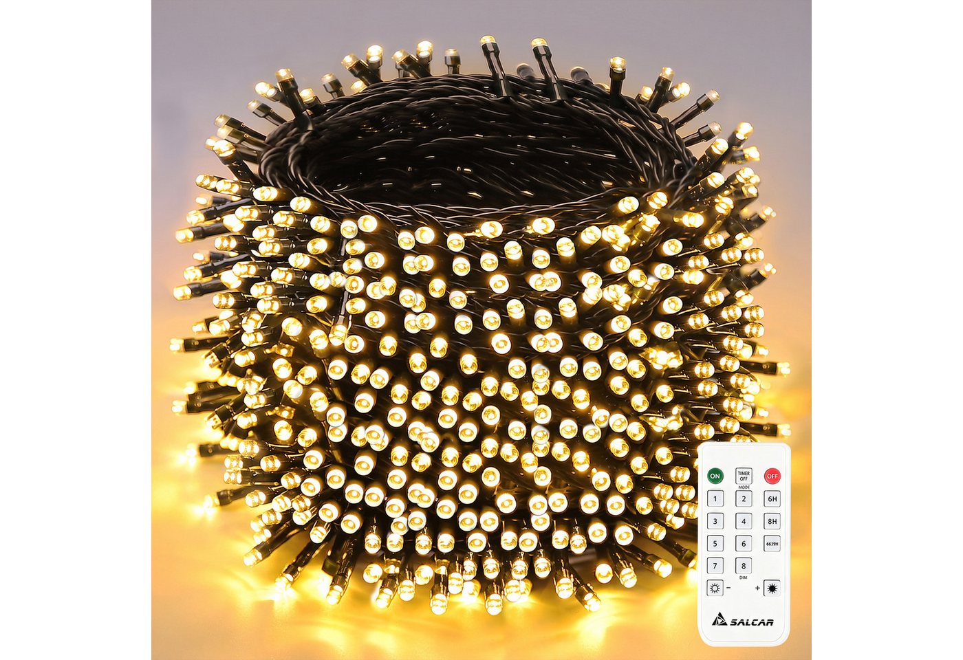 Salcar LED-Lichterkette 2m-100m LED Lichterkette Weihnachtsbaum 20-1660er LED Weihnachtsdeko, 640-flammig, 40m 640 LED mit Fernbedienung, 8 …