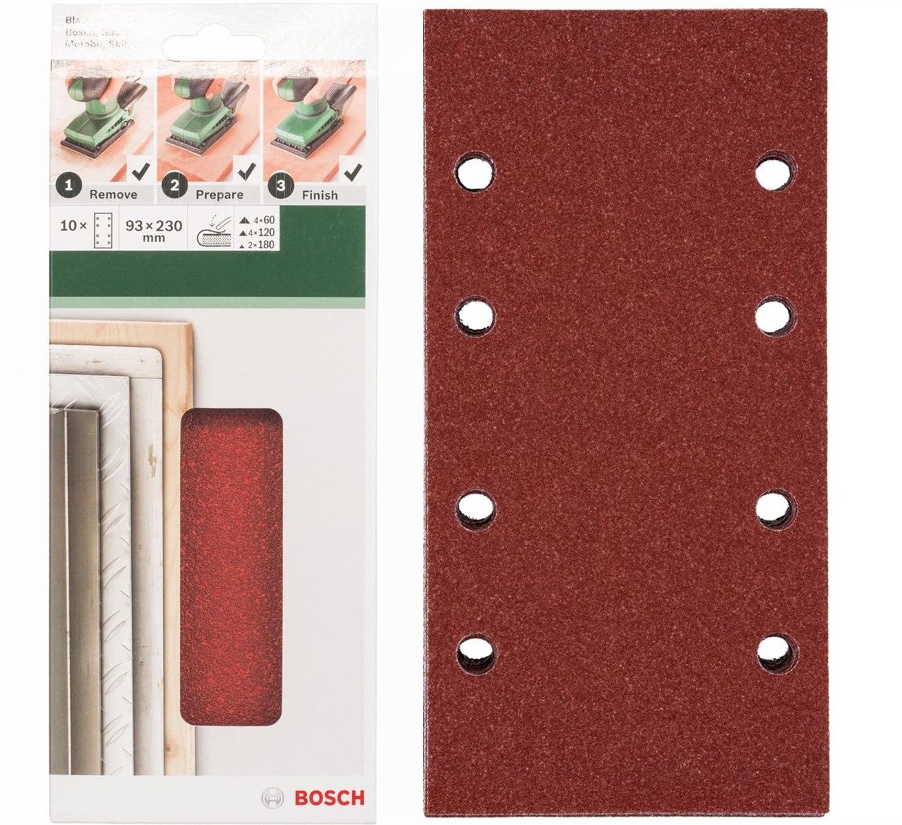 Schleifpapier Schleifblatt Klett 10 x, 93 x 230 mm, K 60 120 180 f. Schwingschleifer