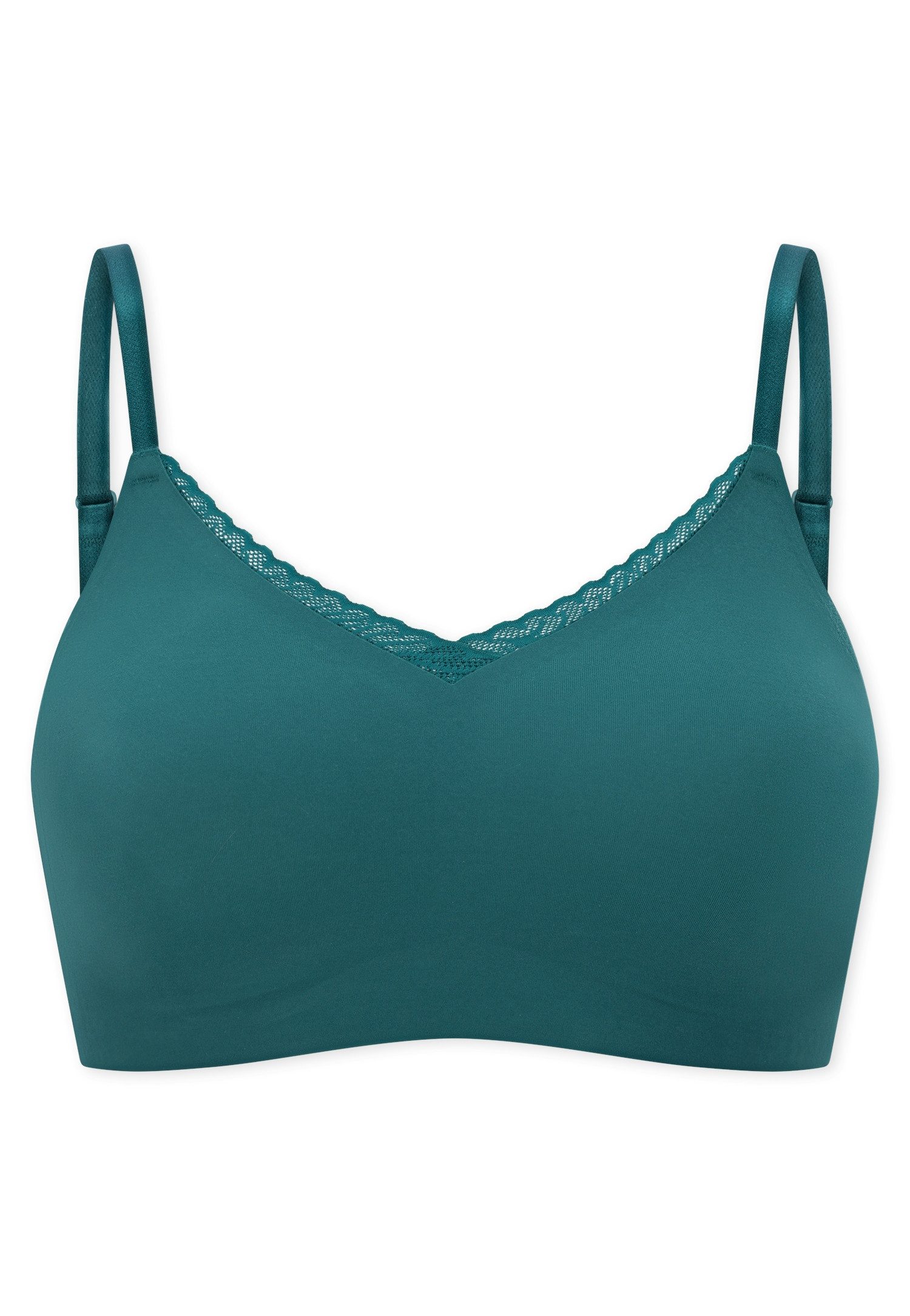 Schiesser Bustier Invisible Soft Lace herausnehmbare Pads, V-Ausschnitt, Spitze vorn, Lasercut-Abschlüsse