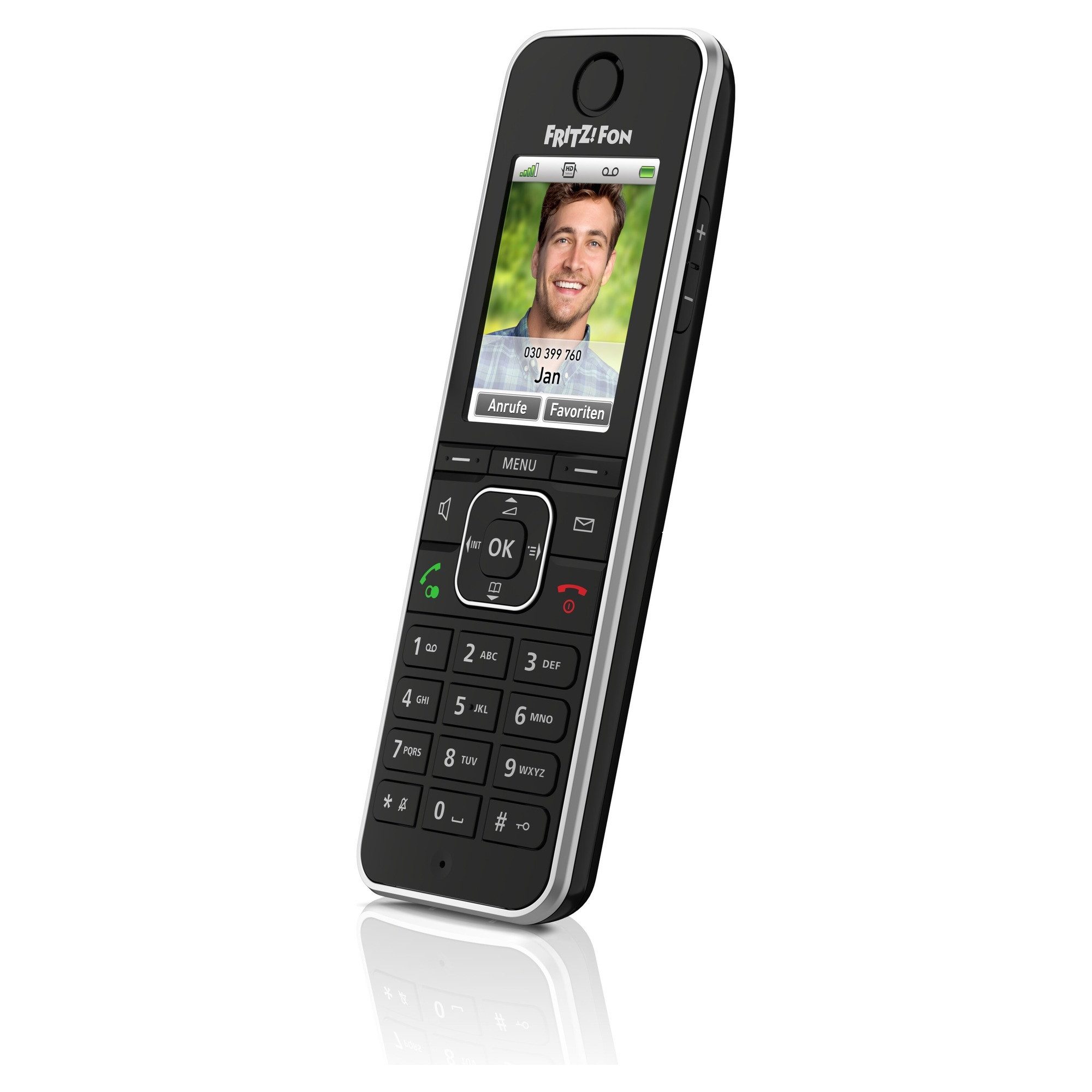 Fritz! FRITZ!Fon C6 schwarz Schnurloses DECT-Telefon (Mobilteile: 1, GAP, DECT, HD-Telefonie, 2,2" Farbdisplay, Smart Home, Headset, DECT Eco)