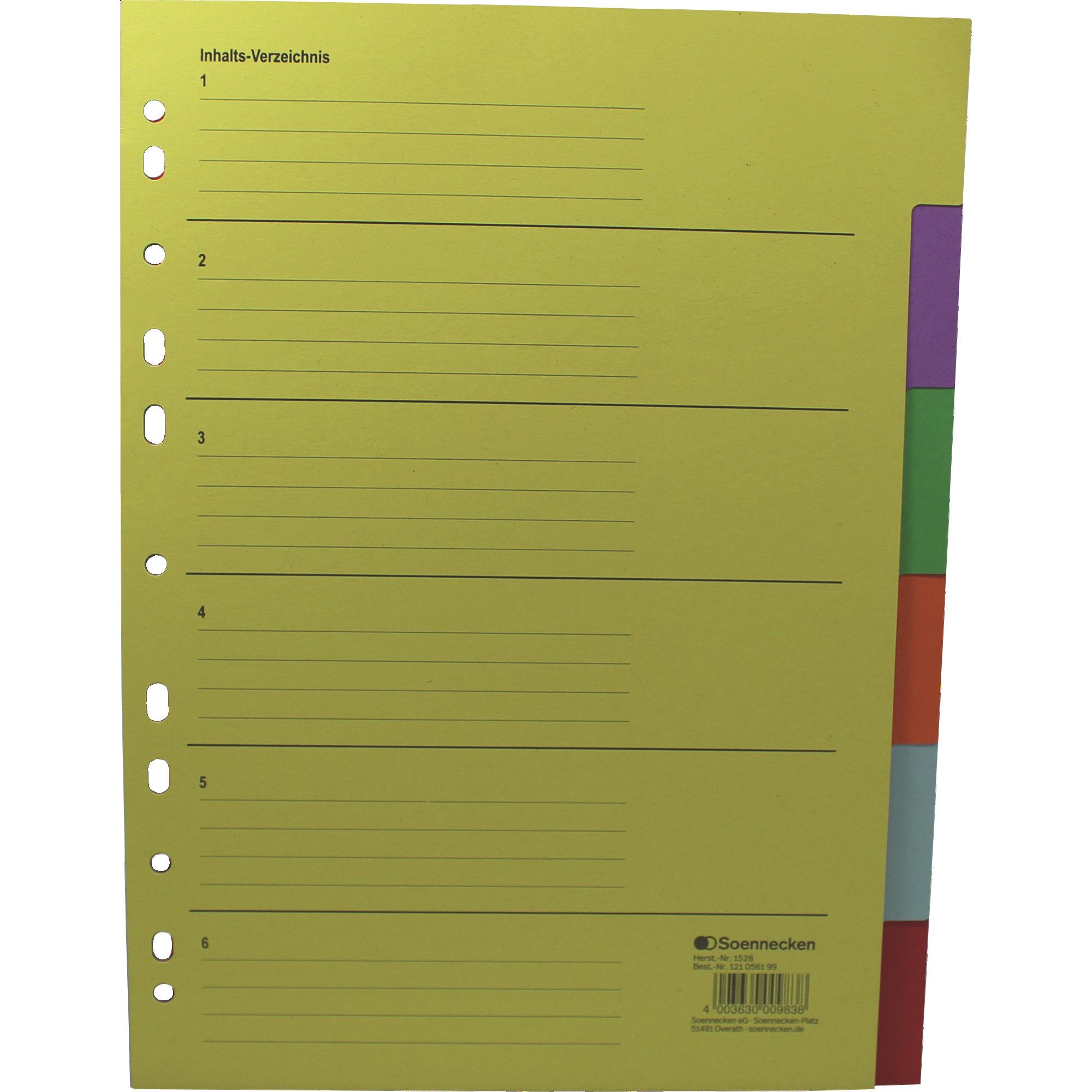 Soennecken Aktenordner Register 1528 blanko 22,5x29,7cm volle Höhe RC farbig