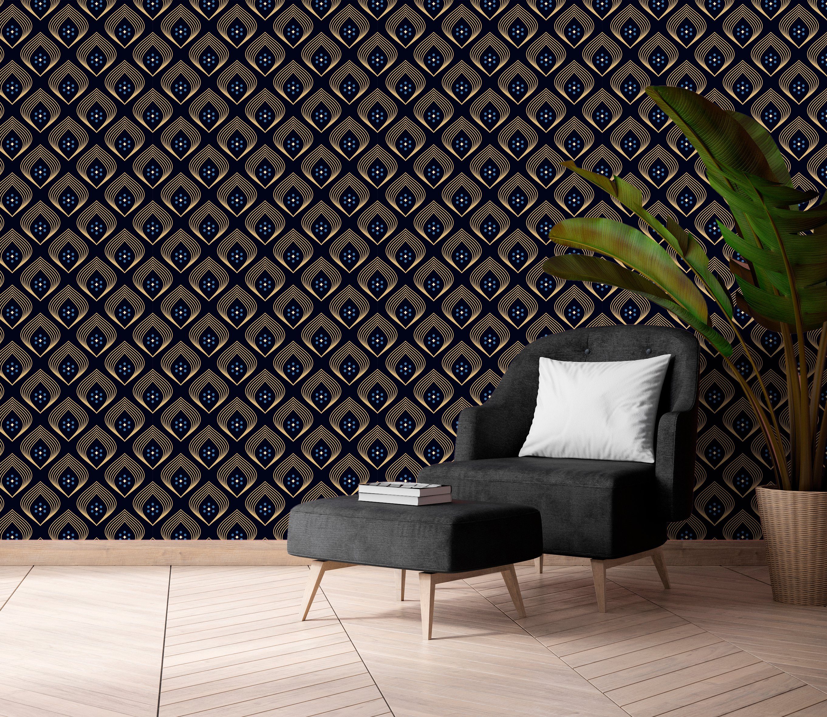 queence Vinyltapete Daria, glatt, 3D-Optik, Motiv, bedruckt, clean, 90x250cm, selbstklebend, kinderleichte Anbringung, Sticker