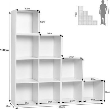 Woltu Bücherregal, 1-tlg., Raumteiler mit 10 Fächern 120x120x30cm