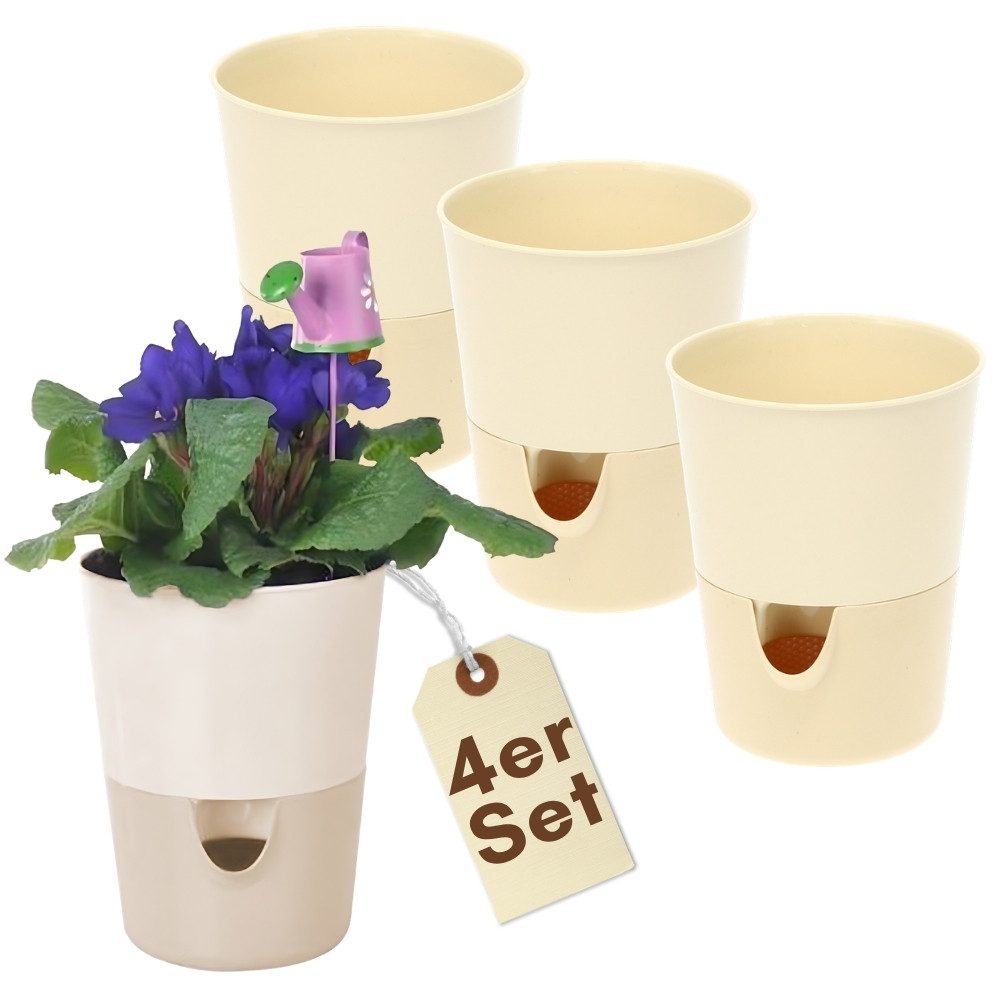 GarPet Kräutertopf 4er Set Kräutertopf Selbstbewässernd Selbstbewässerungstopf Küche 11cm