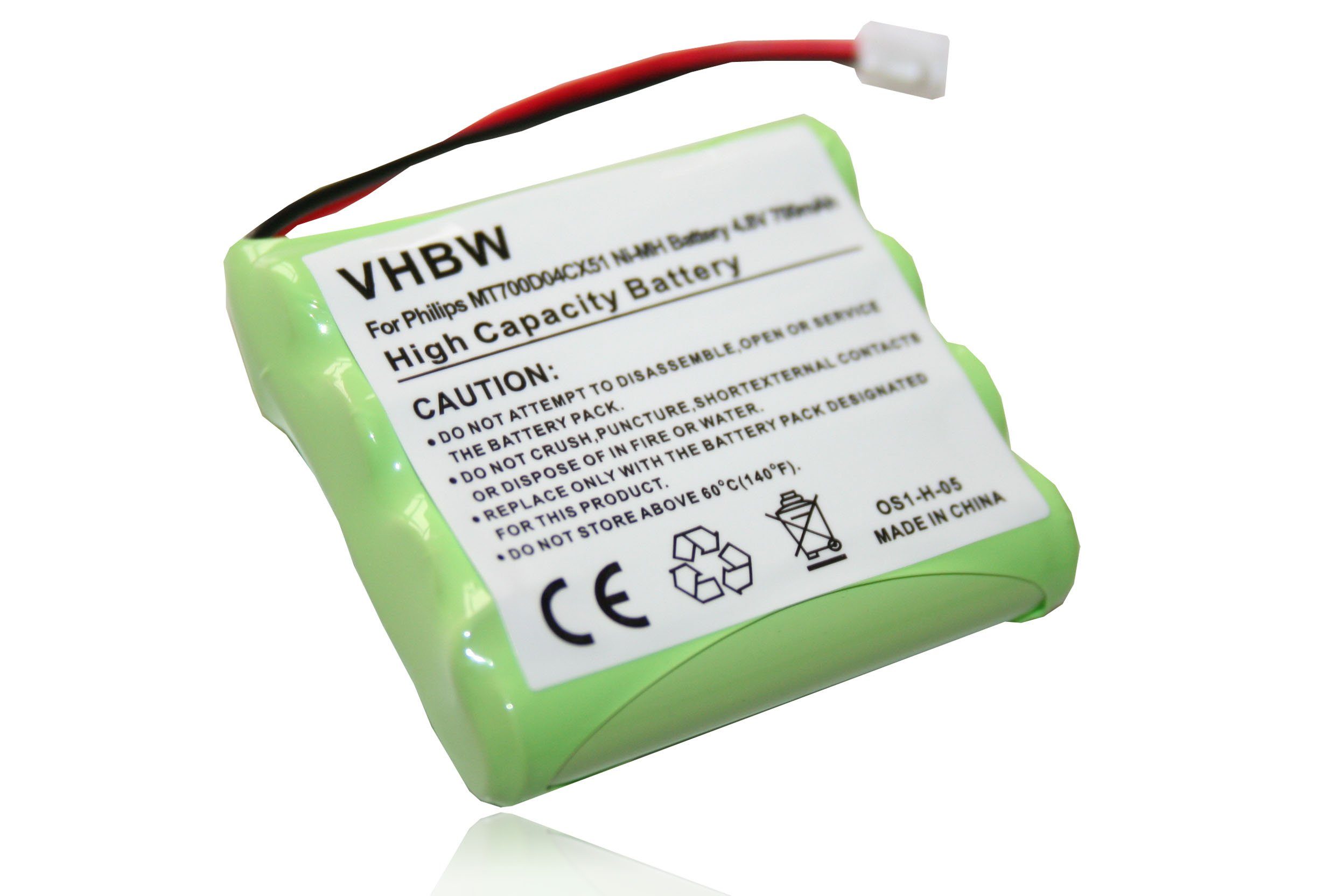 vhbw kompatibel mit Philips SBC-EB4870 A1507, SBC-EB4880 A1507 Akku NiMH 700 mAh (4,8 V)