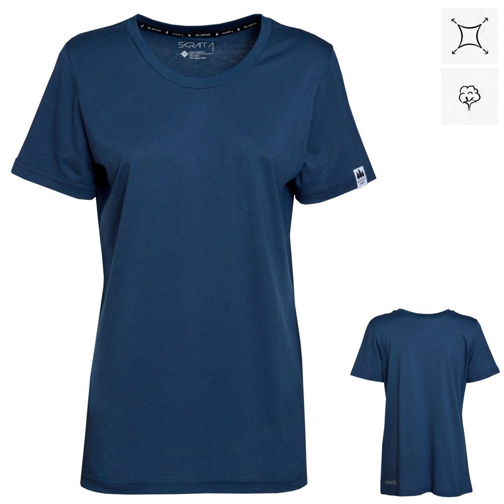 T-Shirt Skratta - Damen T-Shirt ALVA Modal Shirt Bio Baumwolle, navy
