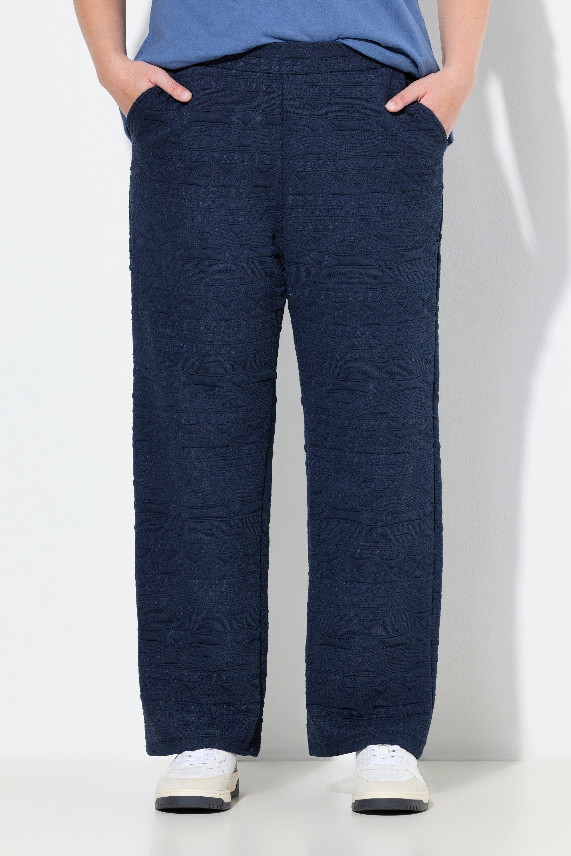 Ulla Popken Schlupfhose Jacquard-Hose Rose weites günstig online kaufen