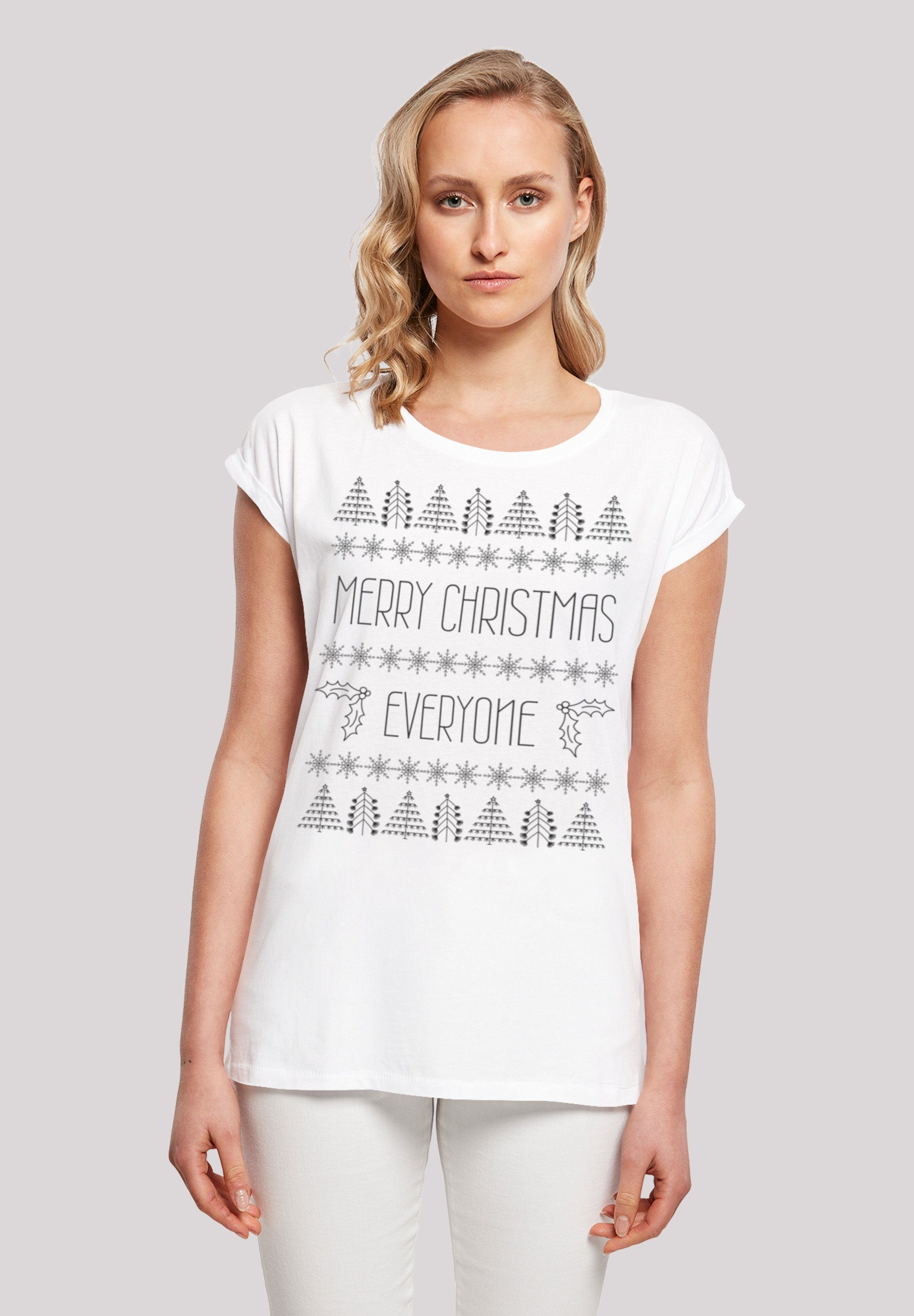 F4NT4STIC T-Shirt Christmas Weihnachten Merry Print weiß Everyone