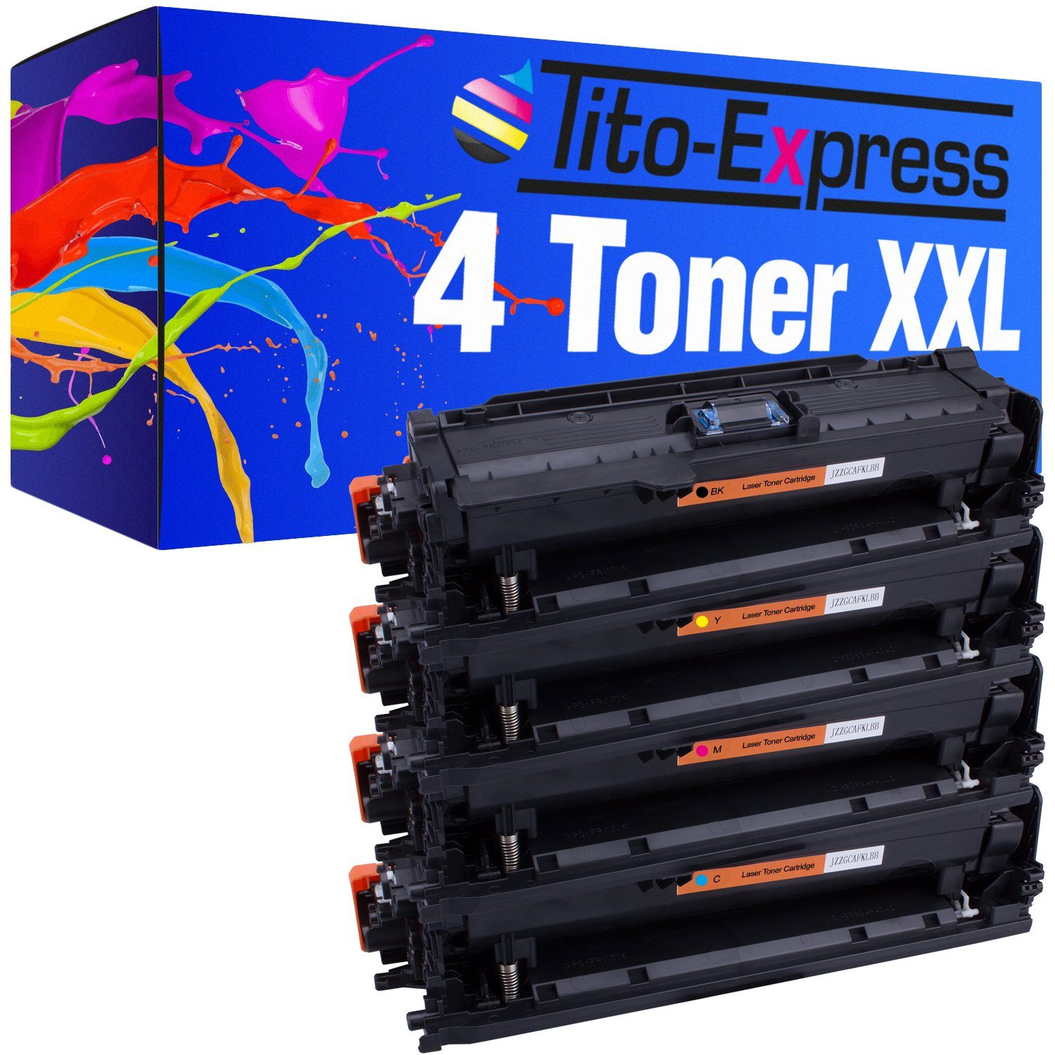 Tito-Express Tonerpatrone 4er Set ersetzt HP CE250X HP CE251A HP CE252A HP CE253A, für Color Laserjet CM3530 CM3530 MFP CM3530FS MFP CP3520 CP3525
