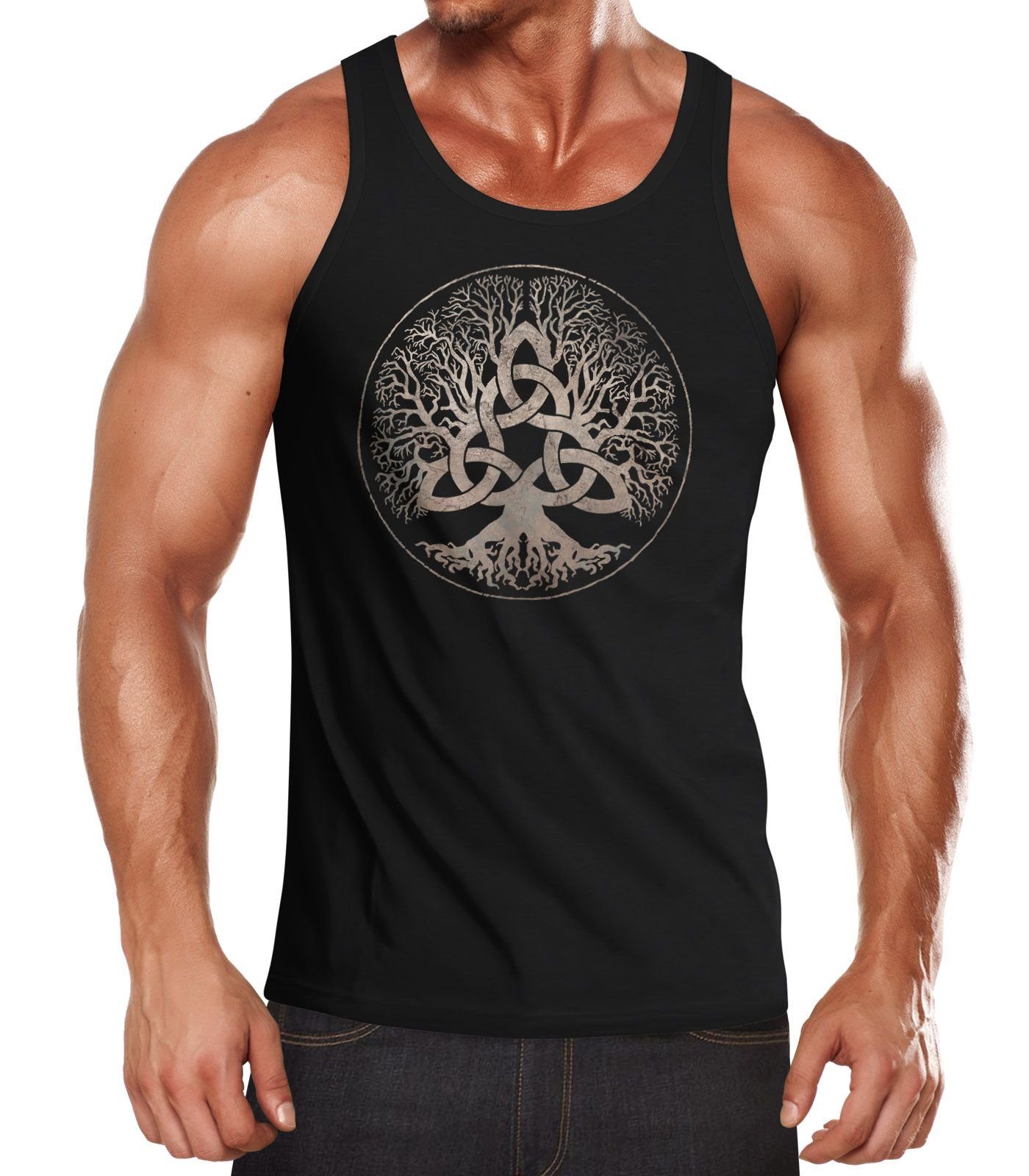 Neverless Tanktop Herren Tank-Top Yggdrasil Weltenbaum nordische Mythologie Asgard mit Print