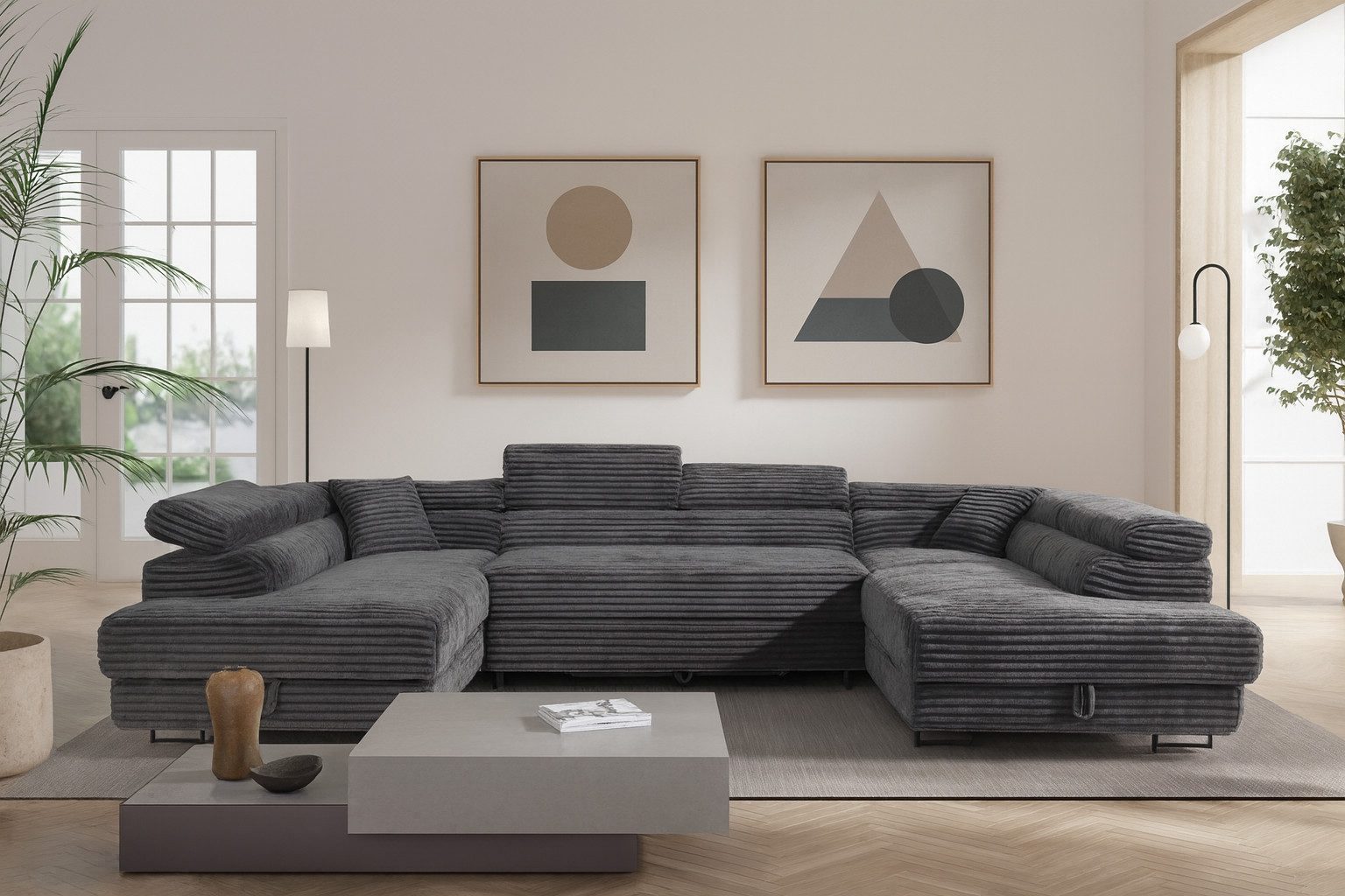 AN FURNITURE STORE Ecksofa LUIS U Wohnlandschaft mit Schlaffunktion, Bettkasten, Universal, Stauraum