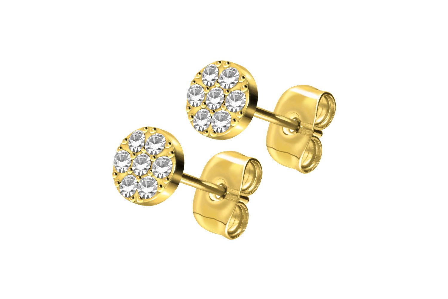 FILANGO Paar Ohrstecker Titan Ohrstecker DISC + EINGEFASSTE KRISTALLE (Ohrstecker, 1-tlg)