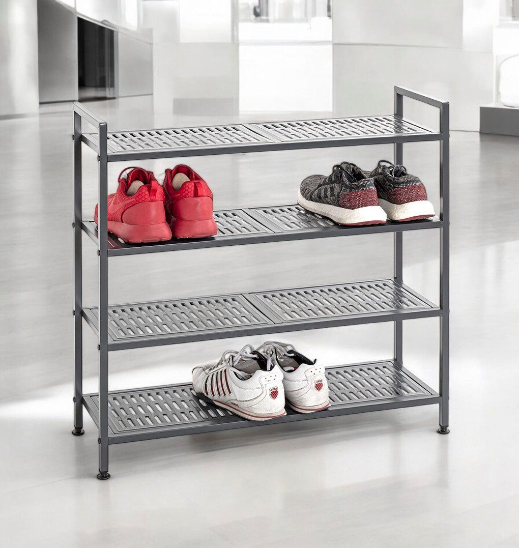 HAKU Schuhregal Schuhaufbewahrung, 1-tlg., rechteckig - aus Metall Anthrazit - B/T/H 73/25/72 cm – Bild 2 von 5