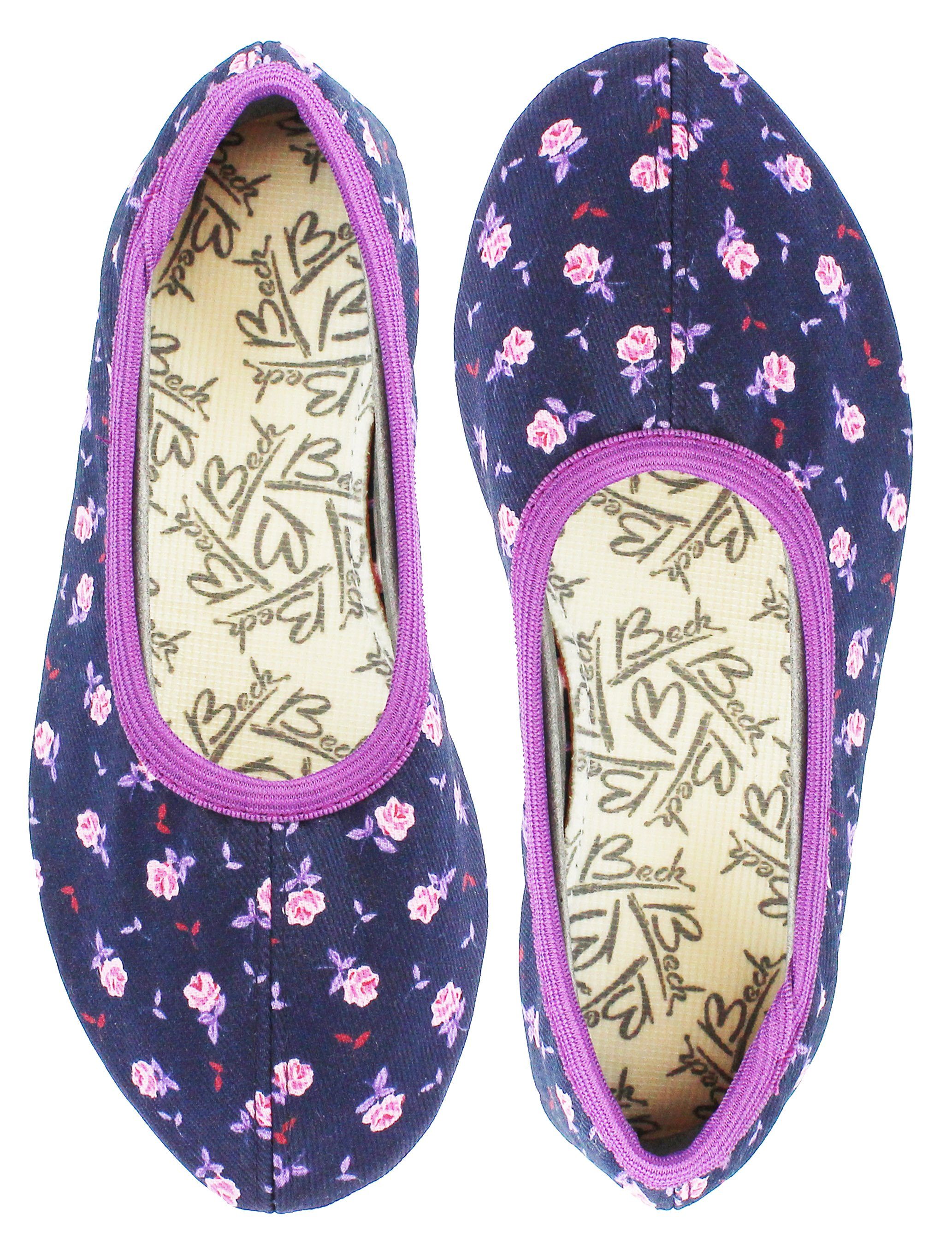 Beck Schläppchen Nostalgie Gymnastikschuh (bis Gr. 38 erhältlich) mit rutschfester Gummi-Sohle