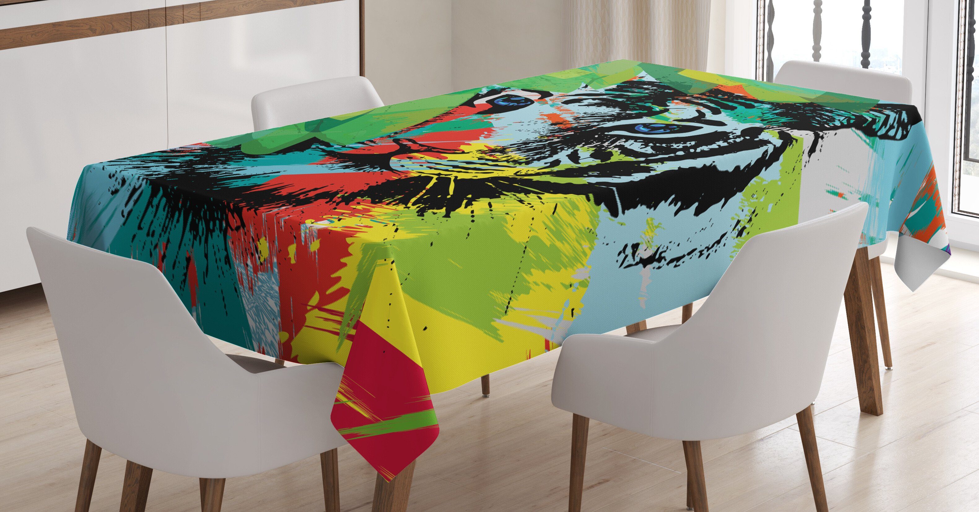 Abakuhaus Tischdecke Farbfest Waschbar Für den Außen Bereich geeignet Klare Farben, Tiger Zusammenfassung Bengal Tiger