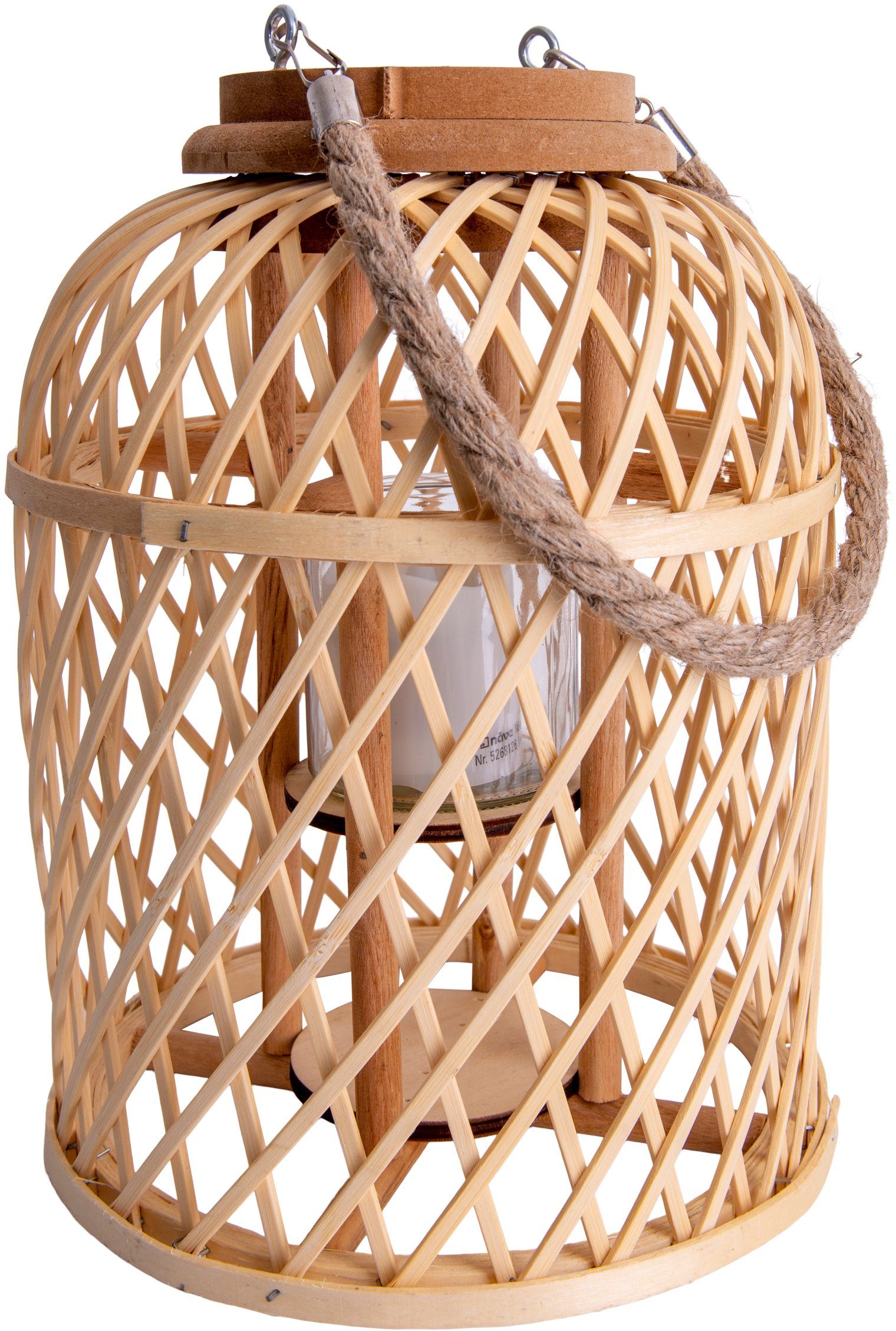 Leuchte>>Basket<<,Korb mit LED Solarleuchte fest Solarkerze,natur,h:29cm integriert, näve Warmweiß, Basket, LED Ein-/Ausschalter, Outdoor