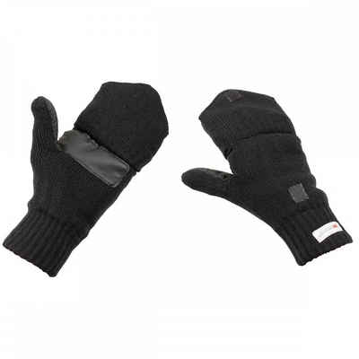 MFH Strickhandschuhe Strick-Handschuhe,ohne Finger, zugl. Fausthandschuh, schwarz - L umklappbare Fingerkappe mit Klettverschluss