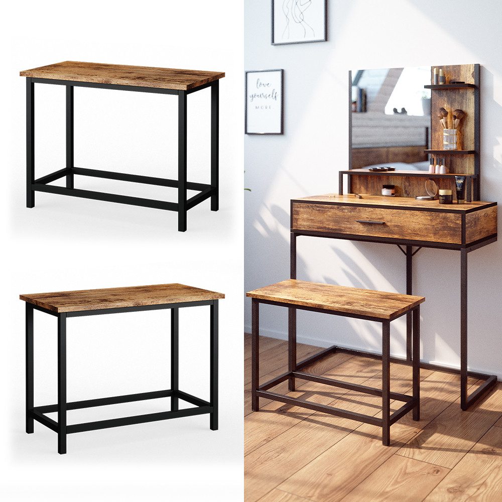 Vicco Sitzbank Fyrk, Eiche rustikal/Schwarz, 60 cm für Schminktisch günstig online kaufen