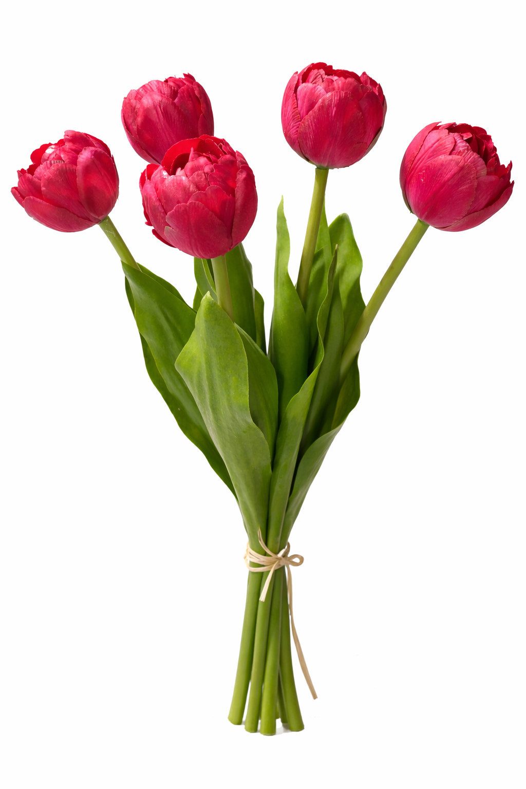 Kunstblume Tulpen künstlich L43cm Tulpenbündel mit 5Tulpen gefüllt Real Touch, finehomegarden, Höhe 43 cm, Tulpenstrauß künstliche Tulpen Dekoration 3Farben wählbar / Paket