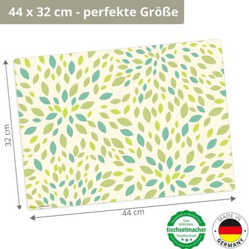 Platzset, Tischset, Platzset abwaschbar - Grünes Blätter Muster, Tischsetmacher, (aus erstklassigem Vinyl, 4-St., 44 x 32 cm / grün), Made in Germany