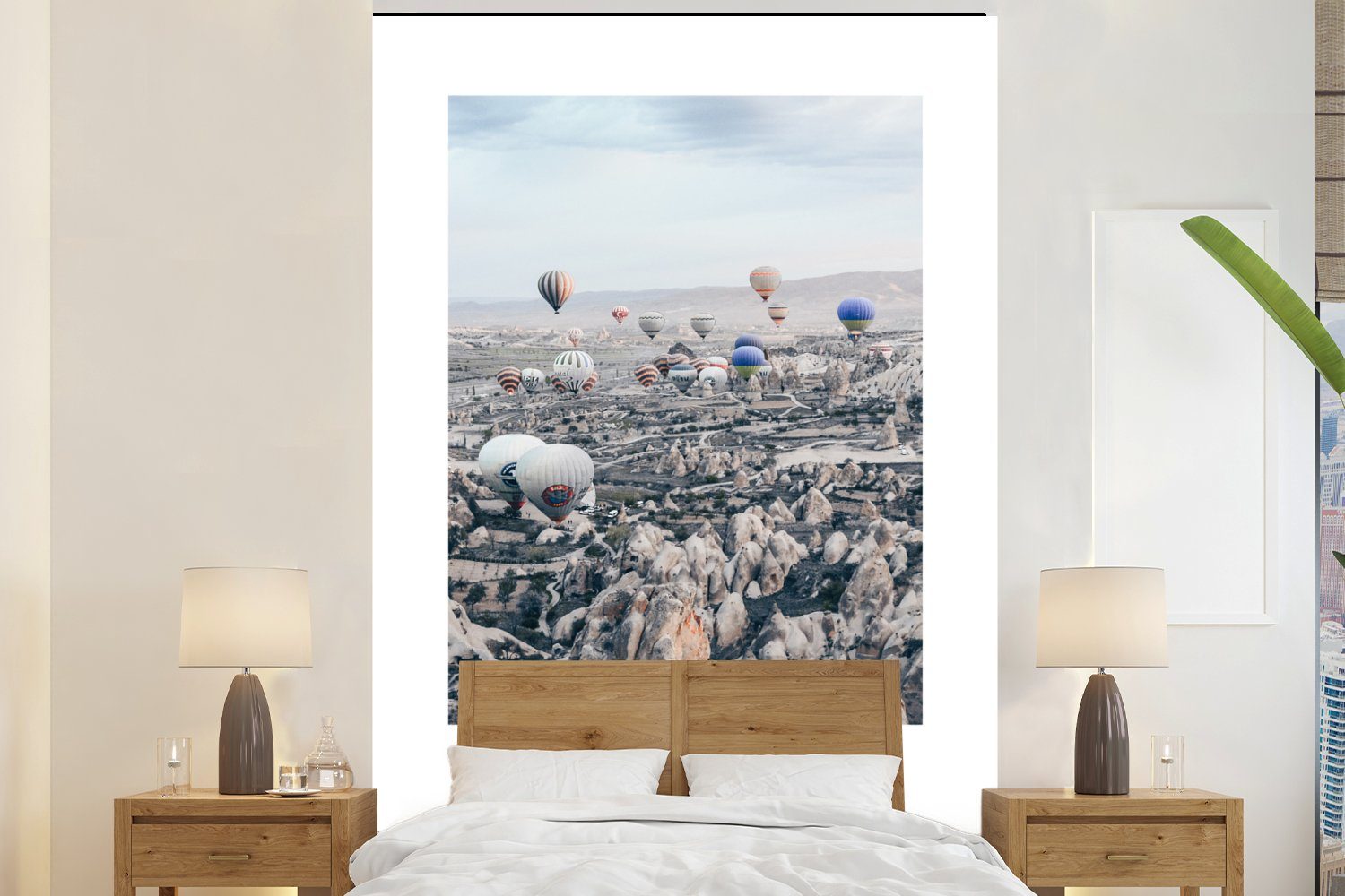 MuchoWow Fototapete Heißluftballon - Türkei - Sommer - Berge, Matt, bedruckt, (3 St), Montagefertig Vinyl Tapete für Wohnzimmer, Wandtapete