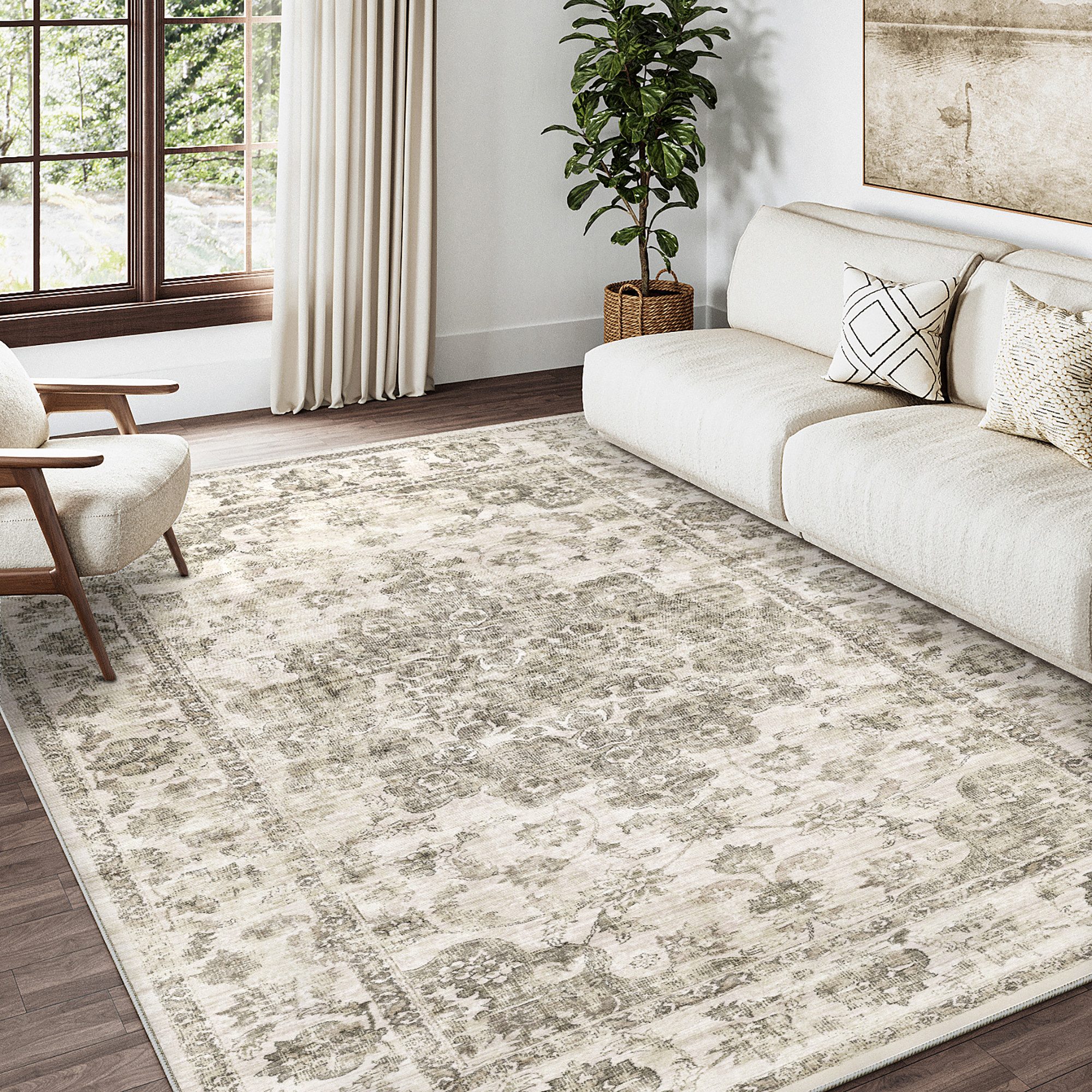 PURECOZY Teppich Wohnzimmerteppich, rutschfester Teppich, Vintage Stil, rec günstig online kaufen