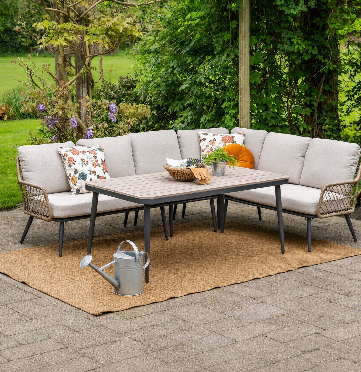Garden Impressions Gartenlounge-Set Allasio Premium Eckgartenmöbelset Diningset Gartenmöbelset 5-teilig, (5-tlg)