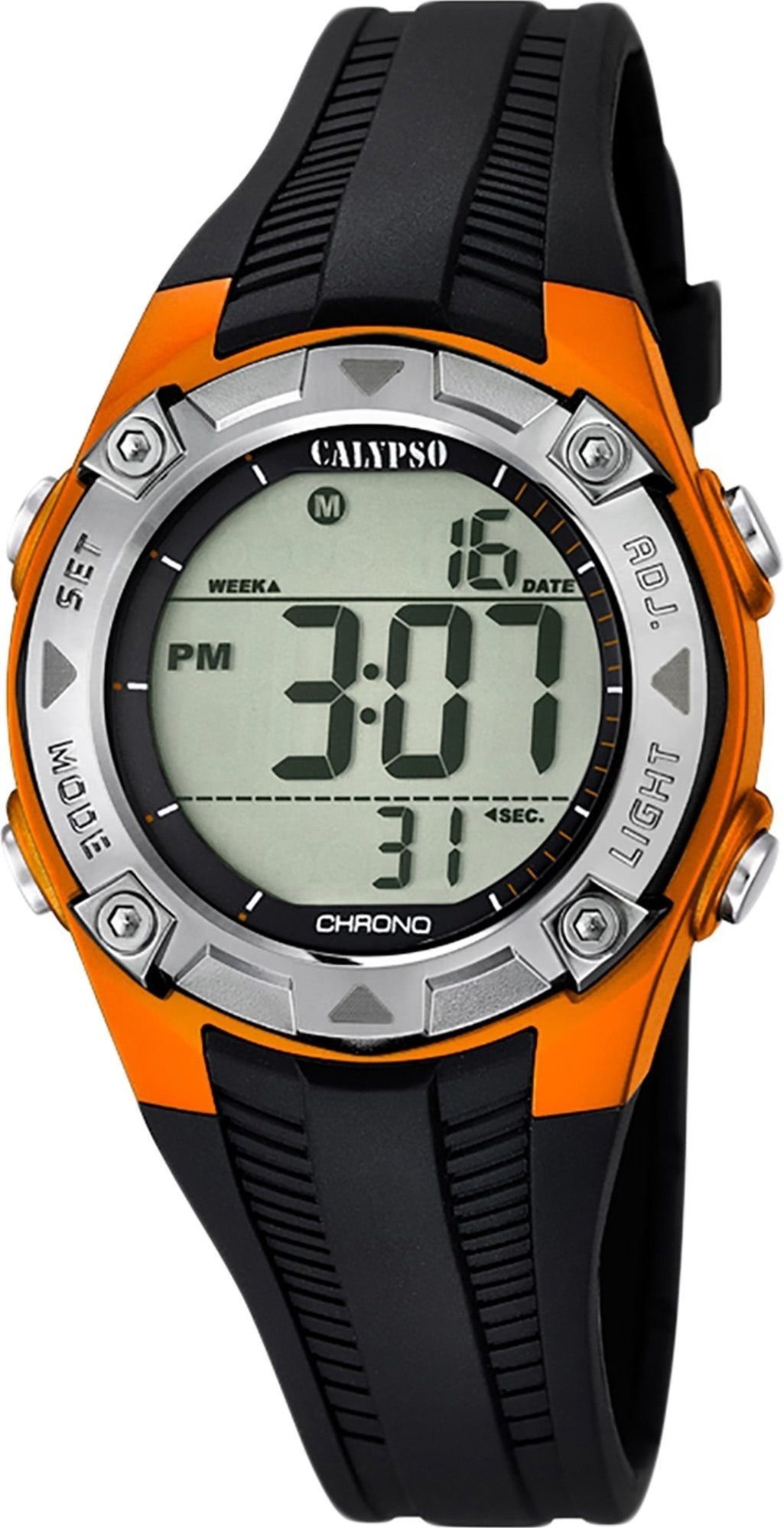 Calypso Digitaluhr K5685-7 Orange Kunststoffband Schwarz 36,6 mm