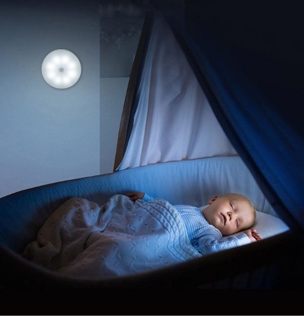 PRECORN LED Nachtlicht 2x Schrankbeleuchtung Licht m. Bewegungsmelder dimmbar USB-C, 3 Farben