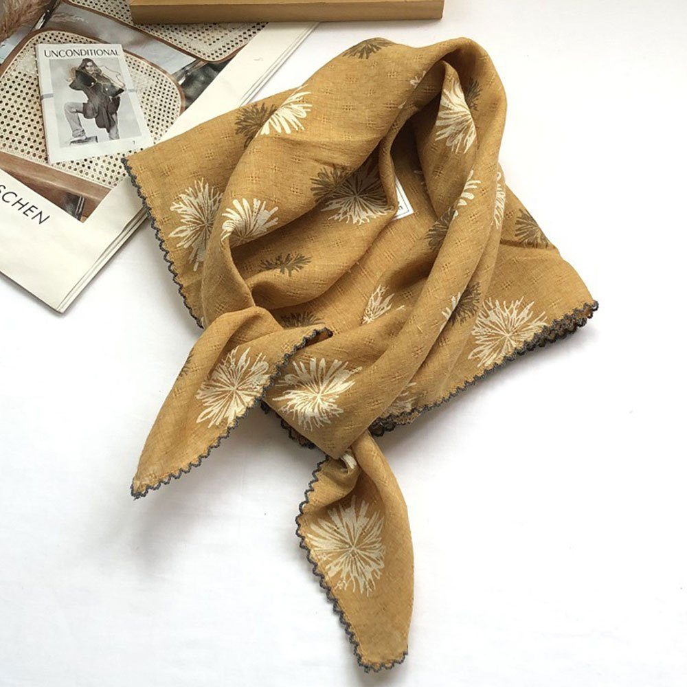 SCRTD Seidenschal Schal,Vintage Cotton & Linen Comfort Sun Protection,Accessoires Gelb
