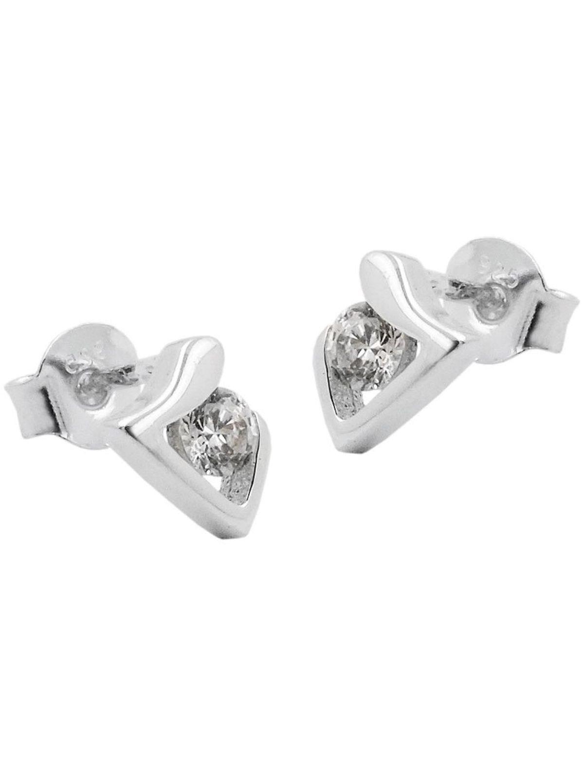 Gallay Paar Ohrstecker Ohrring 7x5mm dreieckig glänzend mit Zirkonia Silber 925 (1-tlg)