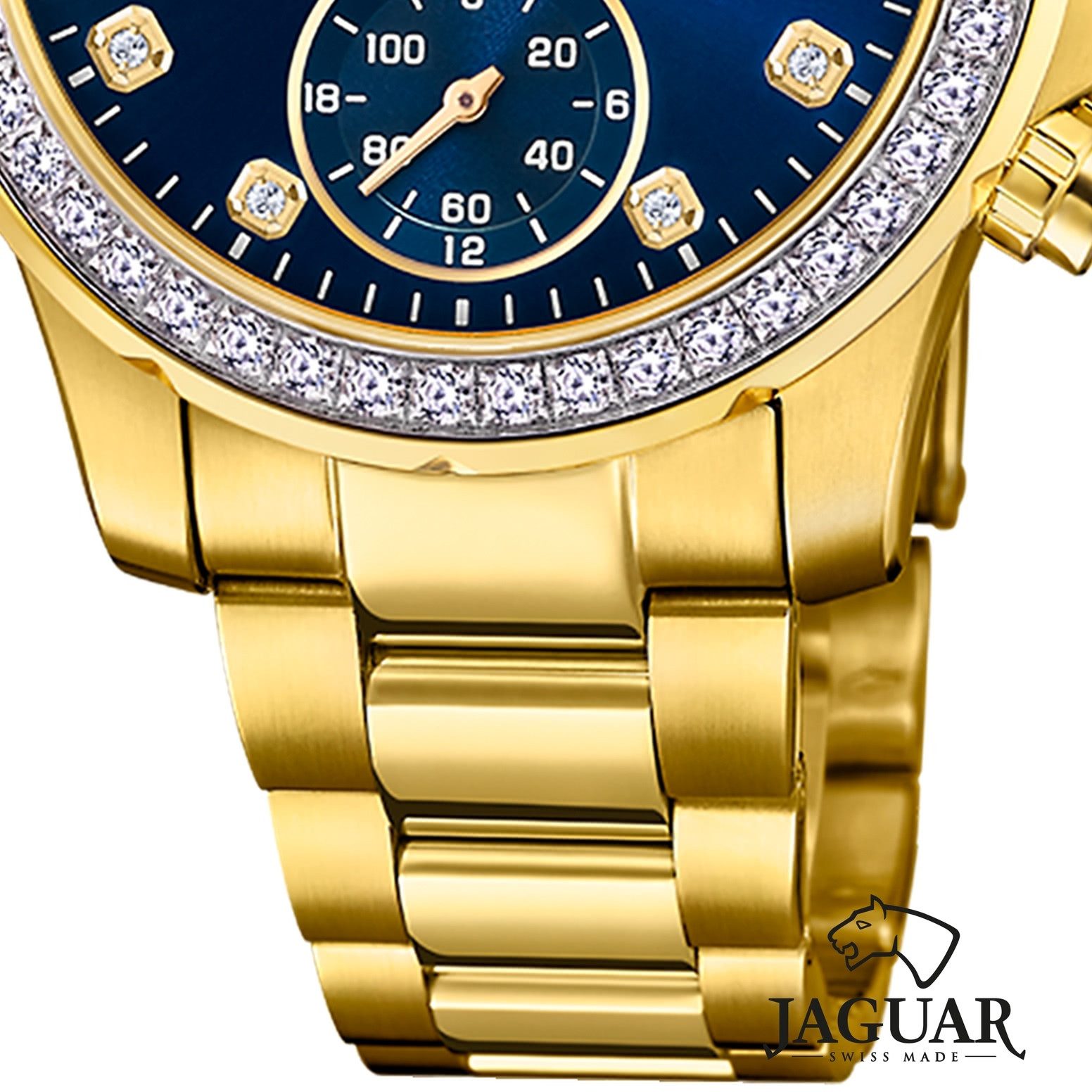 JAGUAR Multifunktionsuhr Jaguar Damenuhr Edelstahl gold Jaguar, (Multifunktionsuhr), Damen Armbanduhr rund, Edelstahlarmband gold
