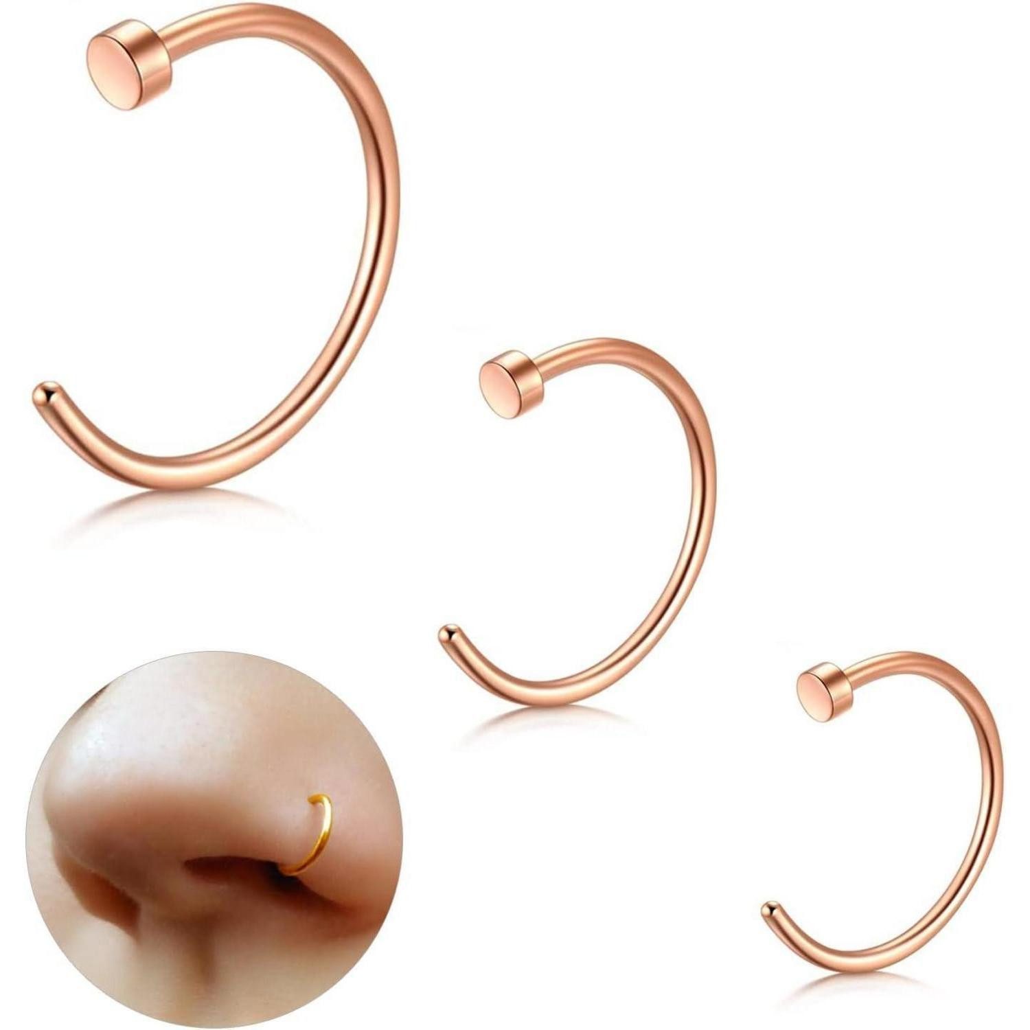LuxusKollektion Nasenpiercing-Set Titan Fake Nasenpiercing Septum 18G 20G 6MM/8MM/10MM Set Schwarz Gold