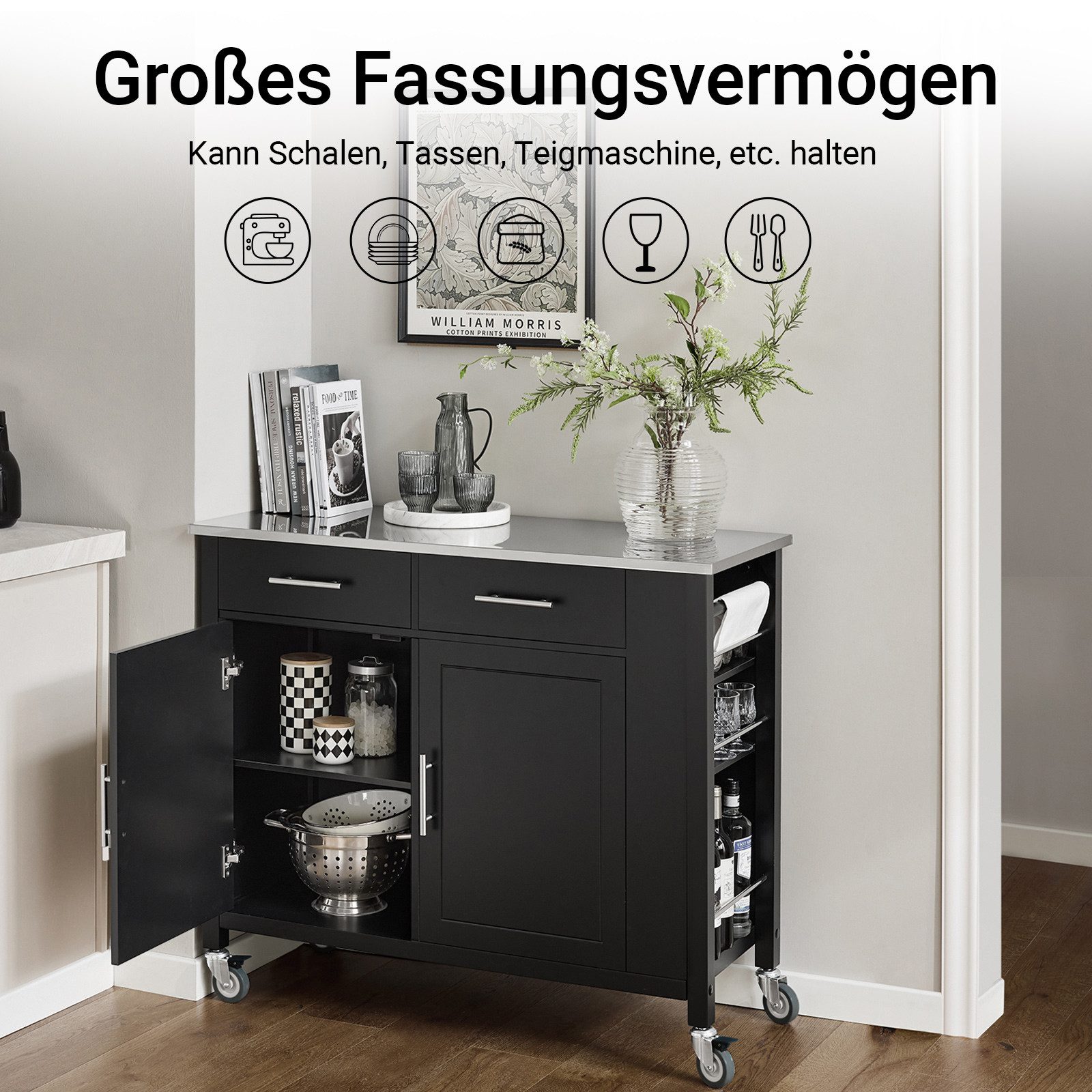 SoBuy Küchenwagen FKW108, mit Edelstahlplatte Kücheninsel günstig online kaufen