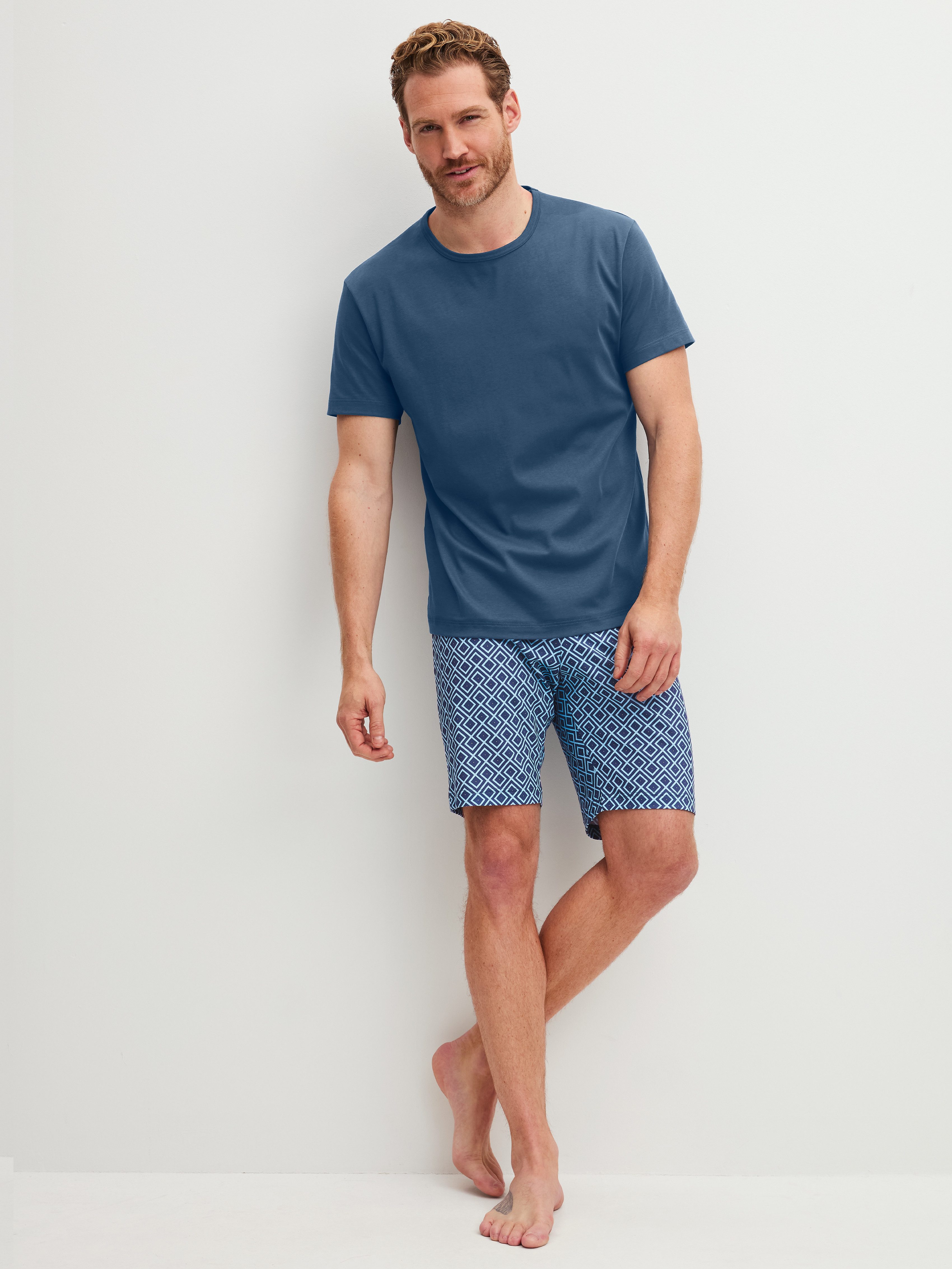 CALIDA Pyjama Relax Streamline 1 (2 tlg) mit Rundhalsausschnitt und kurzem Arm, weich, Interlock Qualität