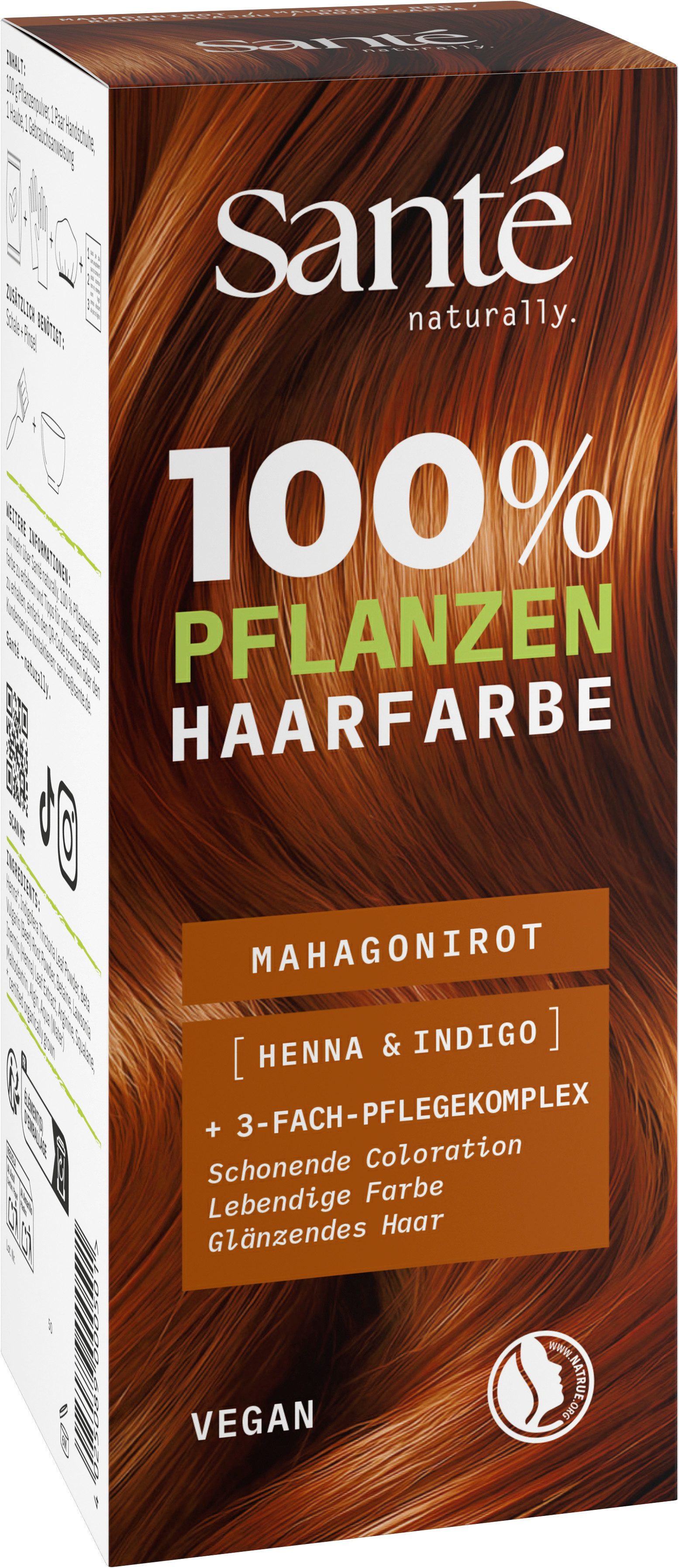 SANTE Coloration PFLANZENHAARFARBE, mit Pflanzenpigmenten, permanente Colorierung, vegan