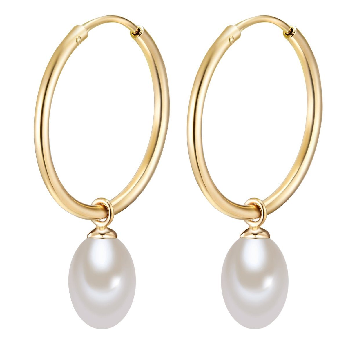 Valero Pearls Paar Сережки-кільця gelbgold, aus Süßwasserperlen