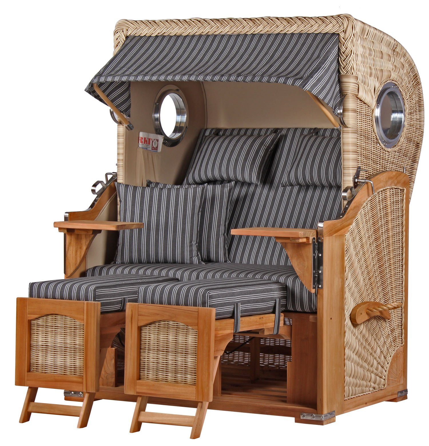 bene living Strandkorb »Ammersee Teak Bullauge - PE shell - Modell 500