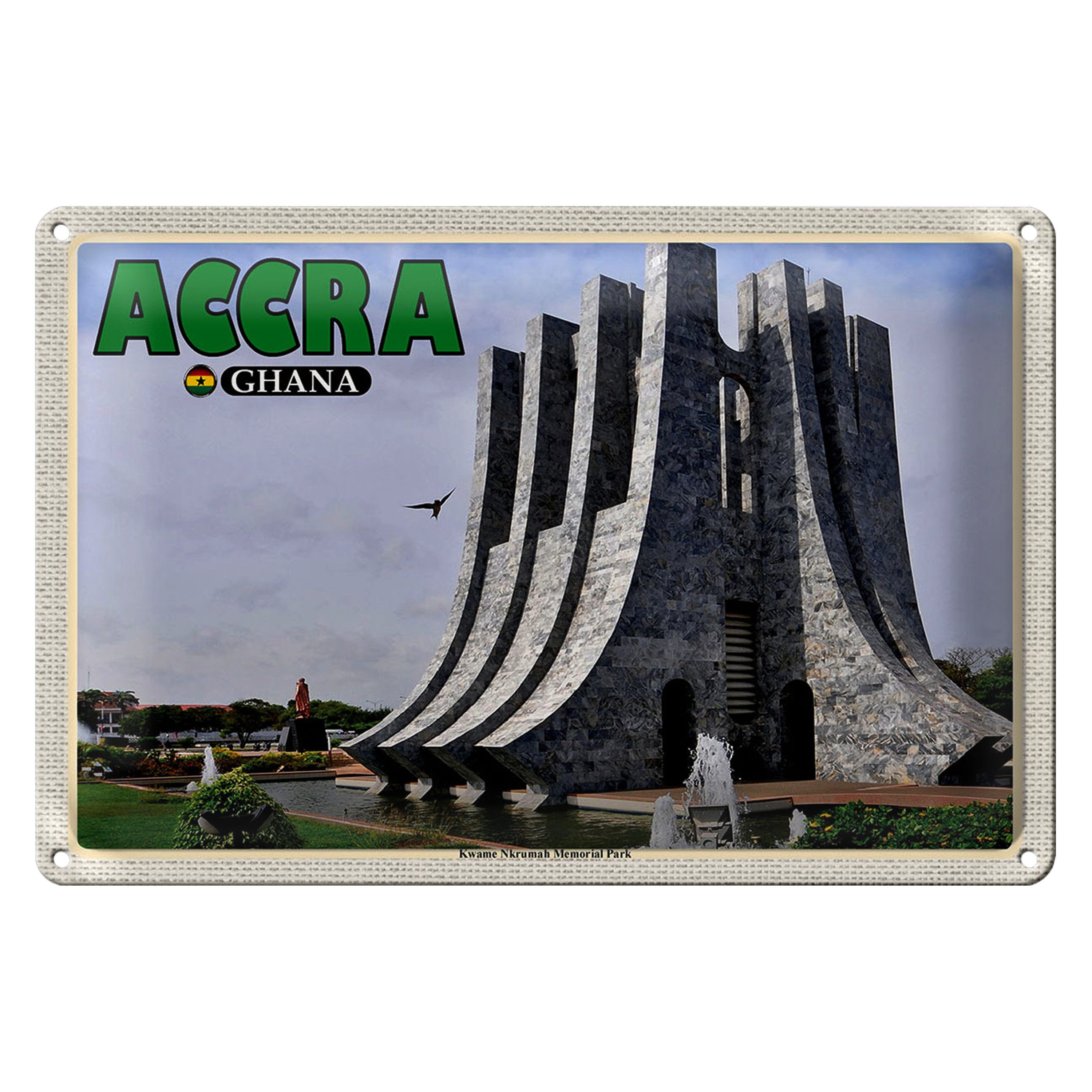 Roomando Metallschild Reise 18x12cm Accra Ghana Kwame Nkrumah Memorial Park