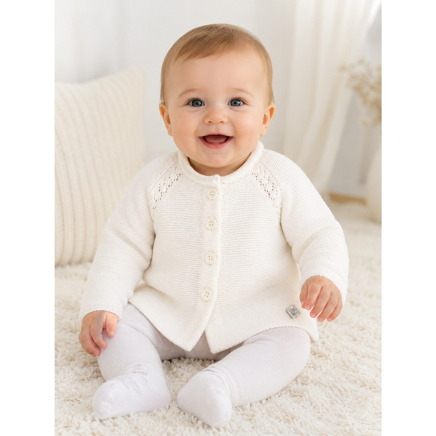 BONDI Strickjacke Baby Mädchen Strickjacke A-Form 86593, Offwhite