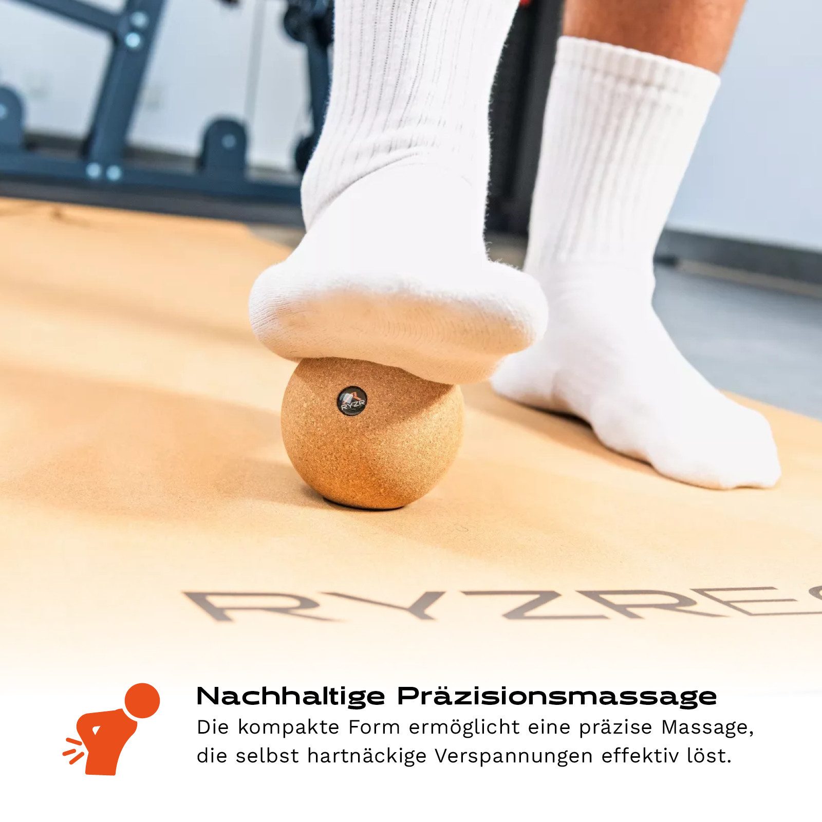 RYZR Massageball RYZR Ecoball - Faszienball aus Kork Ø 8 cm zur Triggerpunkt-Behandlung