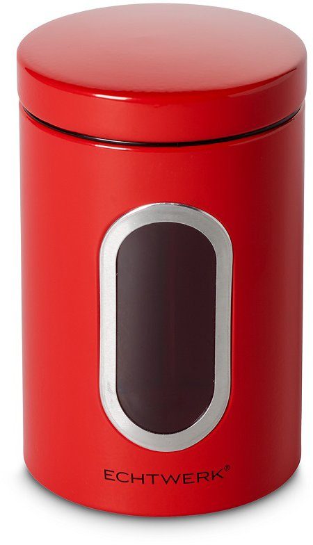 Deckel, Liter 1,4 Luftdichtem Metall, ECHTWERK rot Vorratsdose, (1-tlg), Aufbewahrungsbehälter Sichtfenster, mit
