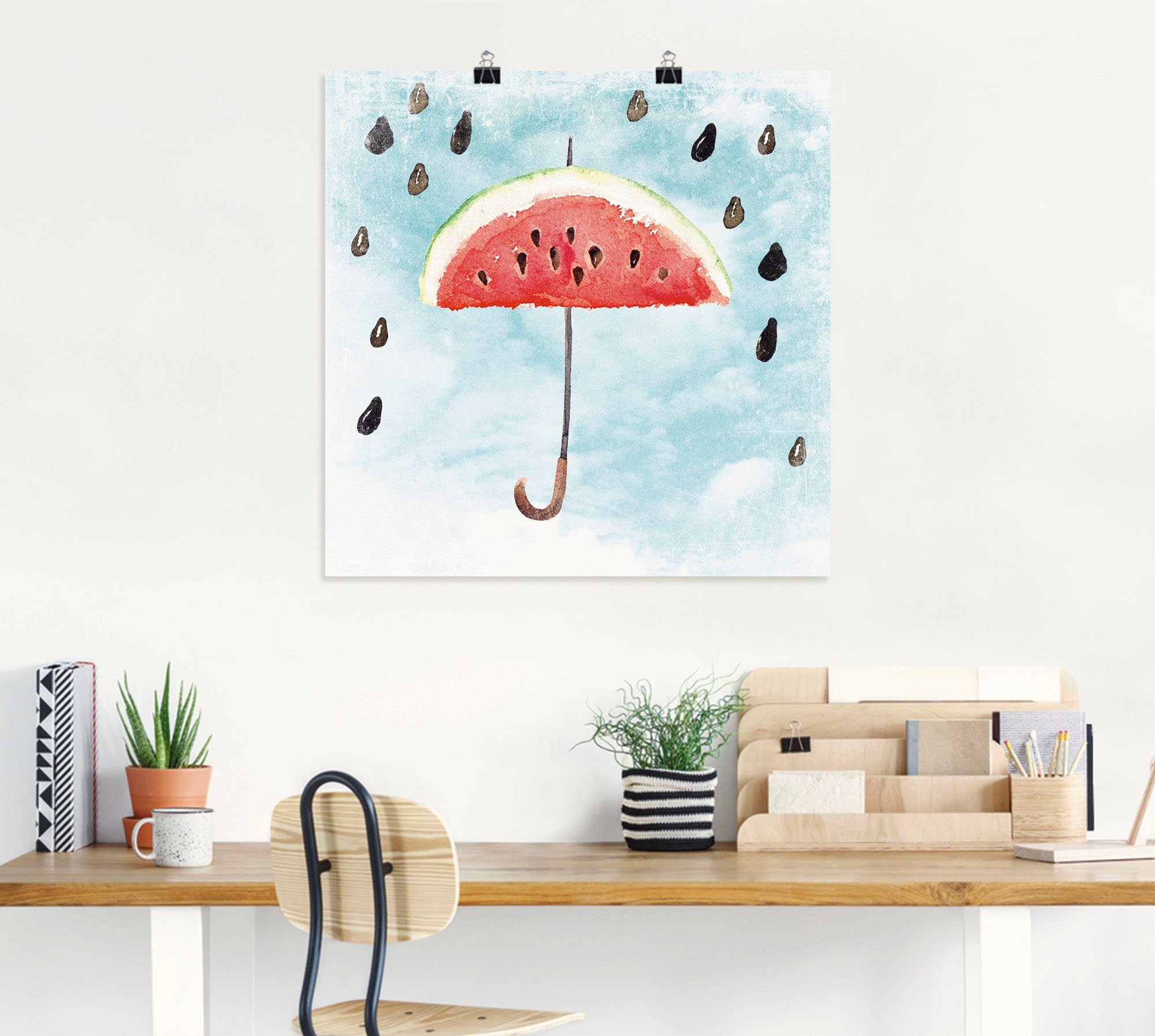 Sommer Melonen Leinwandbild, versch. Wandbild (1 Größen Alubild, Regen, als oder in Wandaufkleber Lebensmittel Artland Poster St),