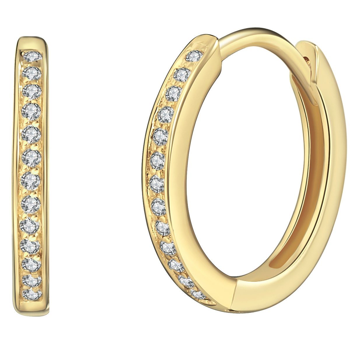 Rafaela Donata Paar Creolen gelbgold, mit Zirkonia günstig online kaufen